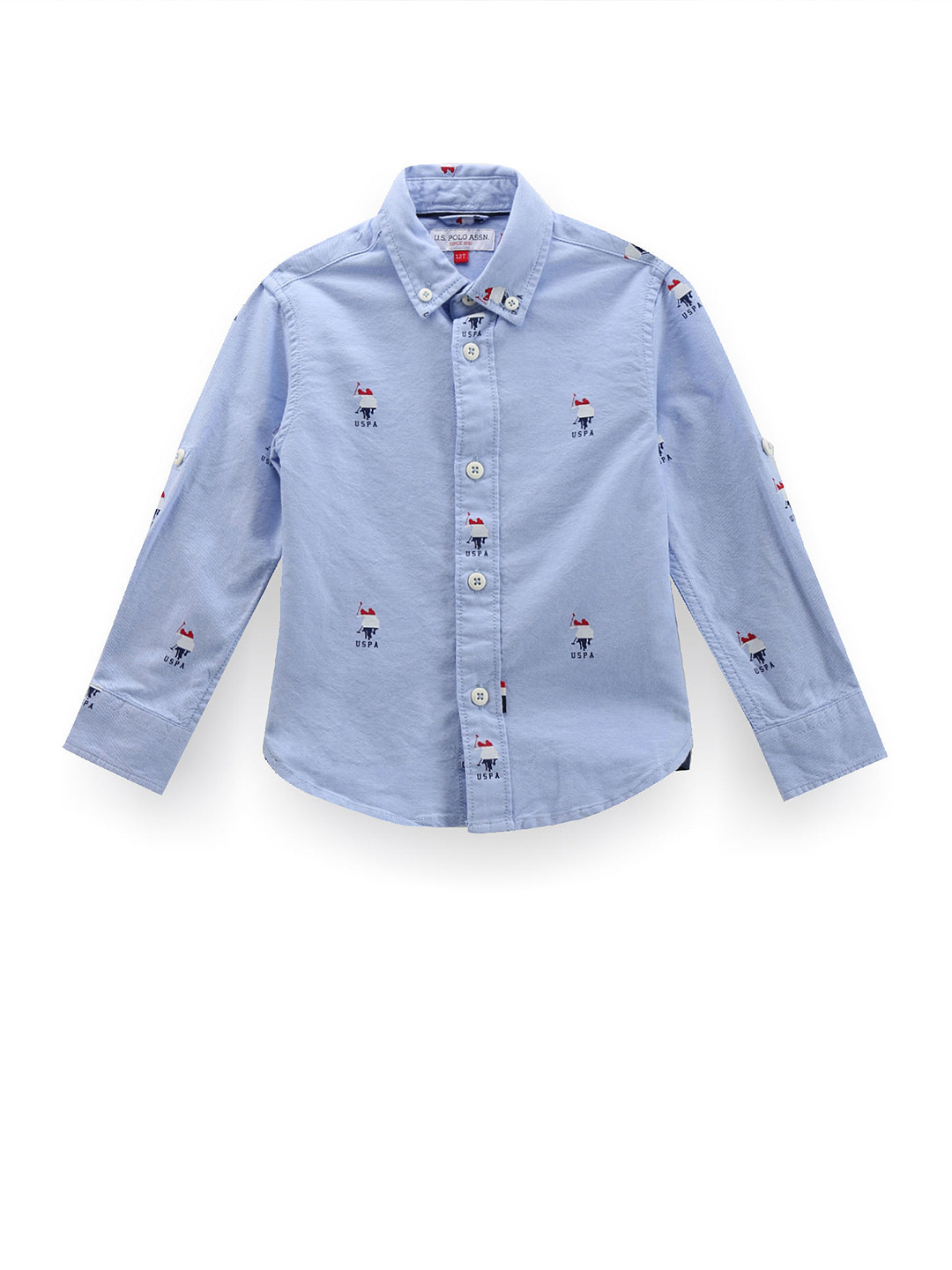 U.S. Polo Assn. Kids Boys Classic Printed Button-Down Collar Oxford Pure Cotton Shirt
