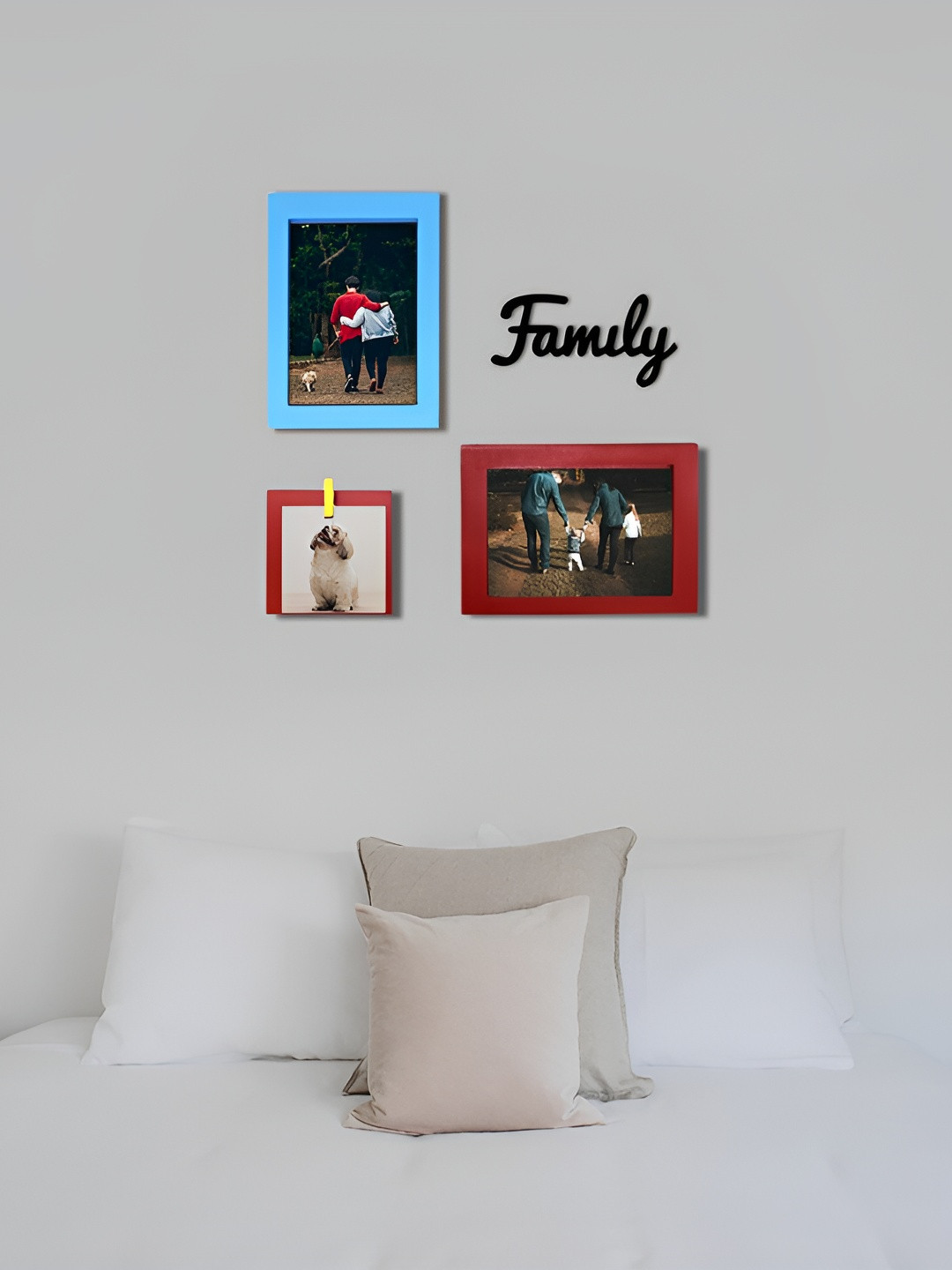 VAH Kya Bat Hai !! Blue & Red 4 Pieces Wooden Wall Photo Frames