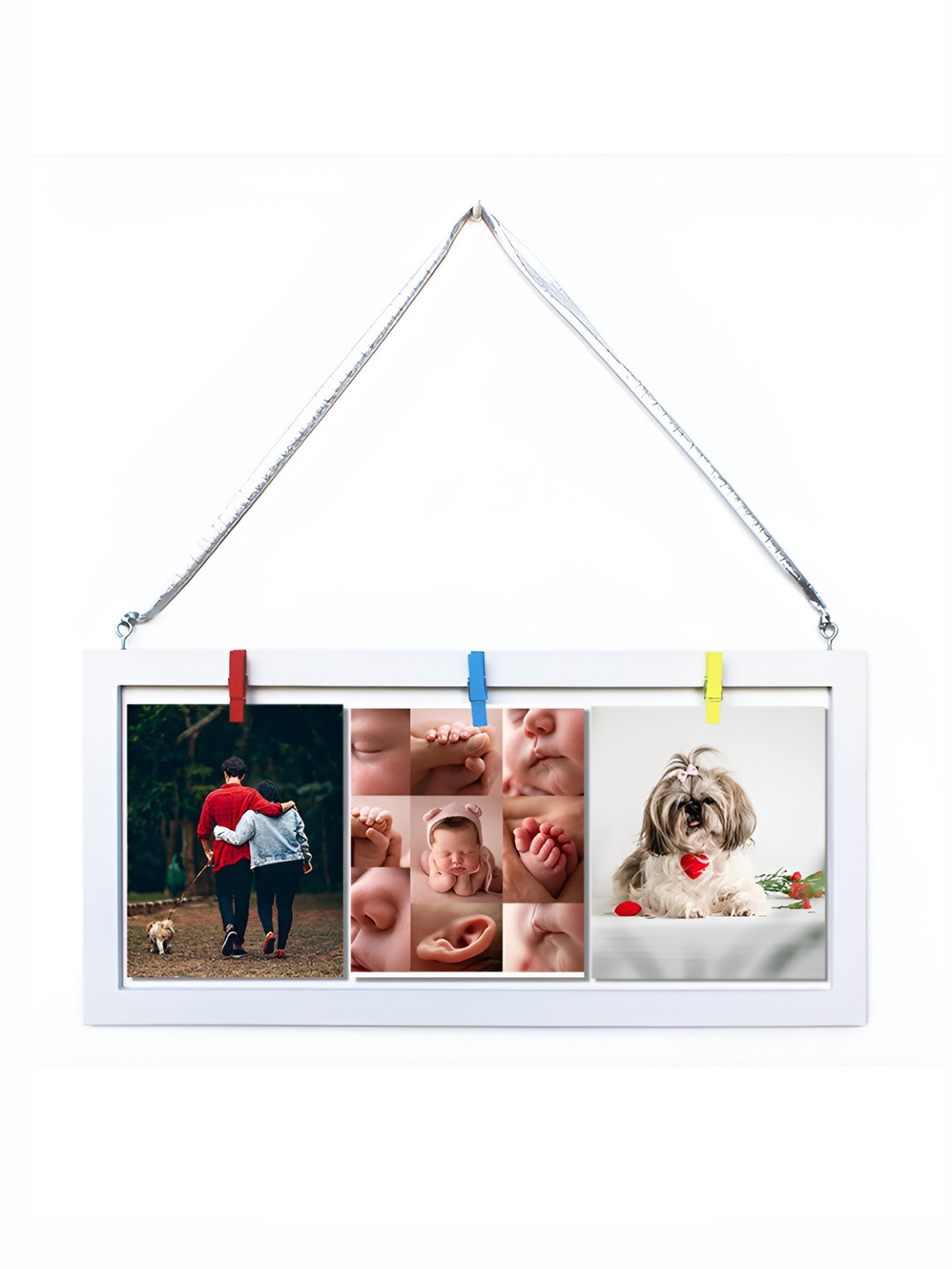 VAH Kya Bat Hai !! White & Red 3 Pieces Wooden Wall Photo Frames