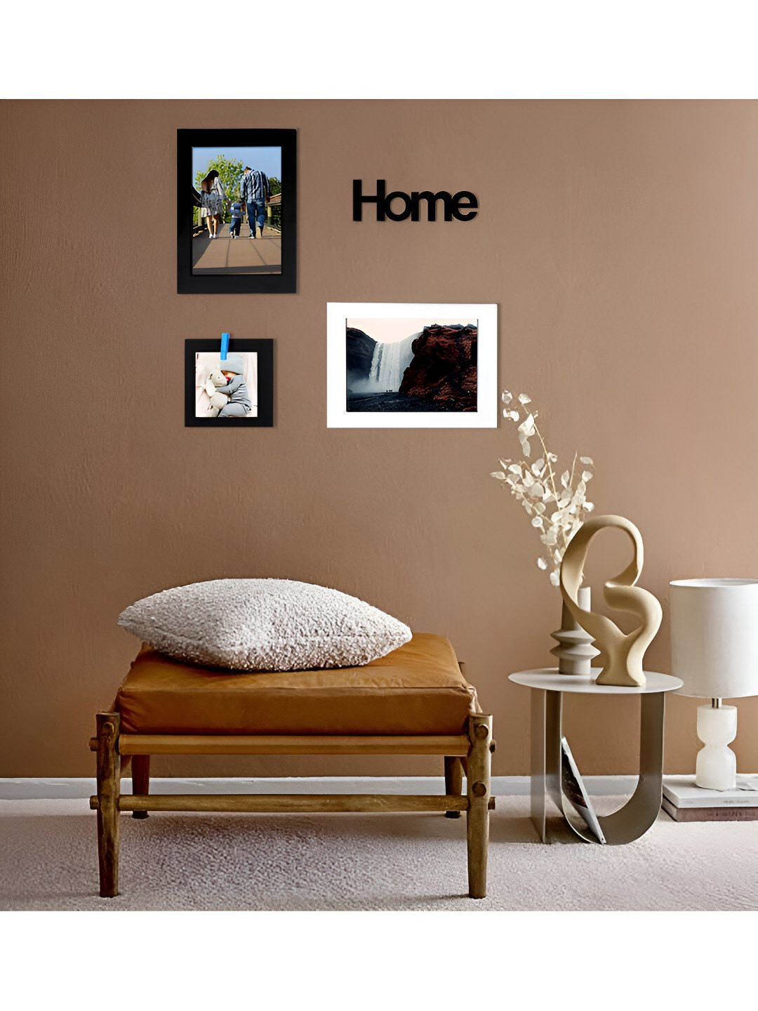 VAH Kya Bat Hai !! White and Black 4 Pieces Wooden Wall Photo Frames
