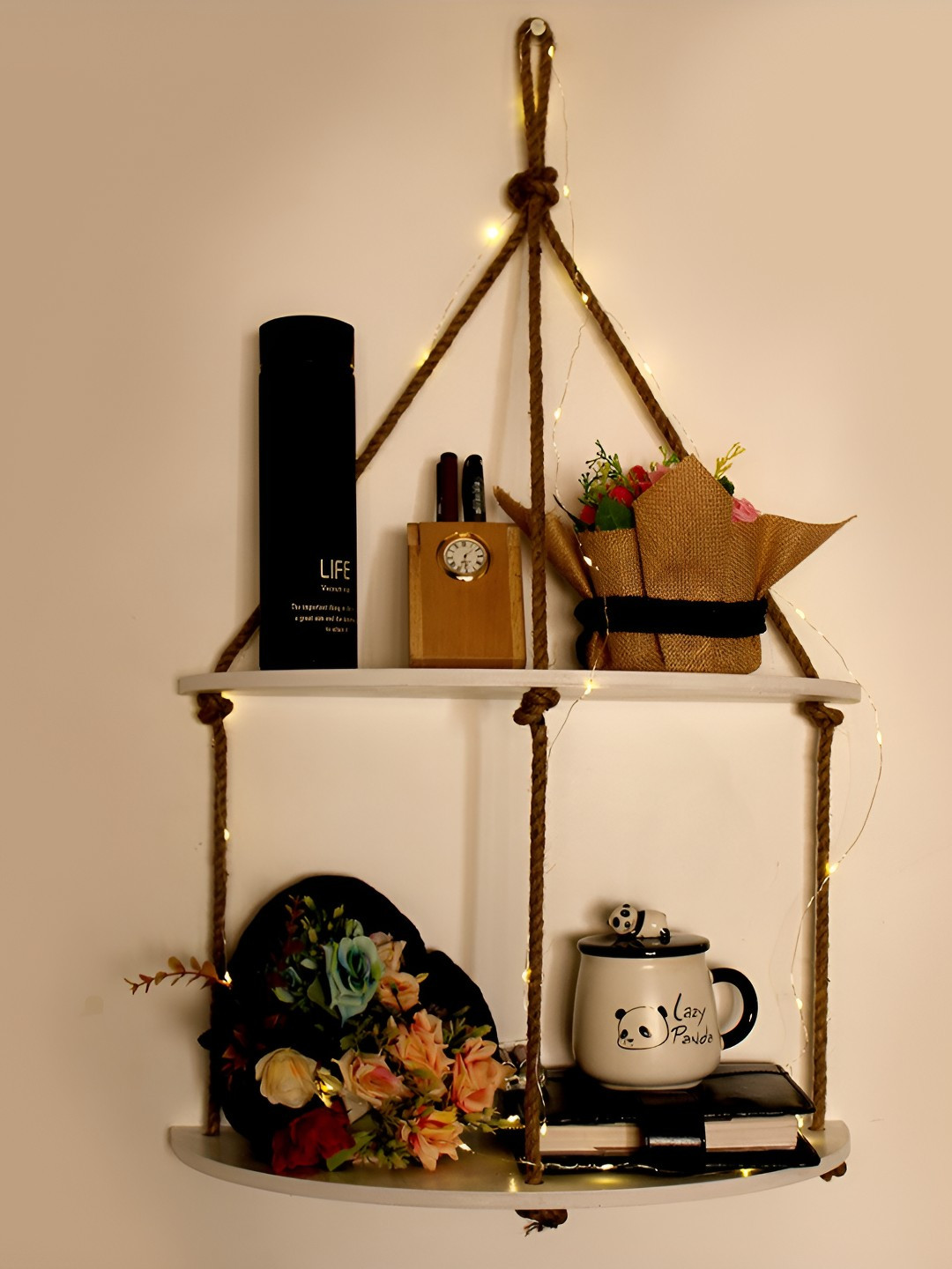 VAH Kya Bat Hai !! White and Brown Wooden Wall Shelves