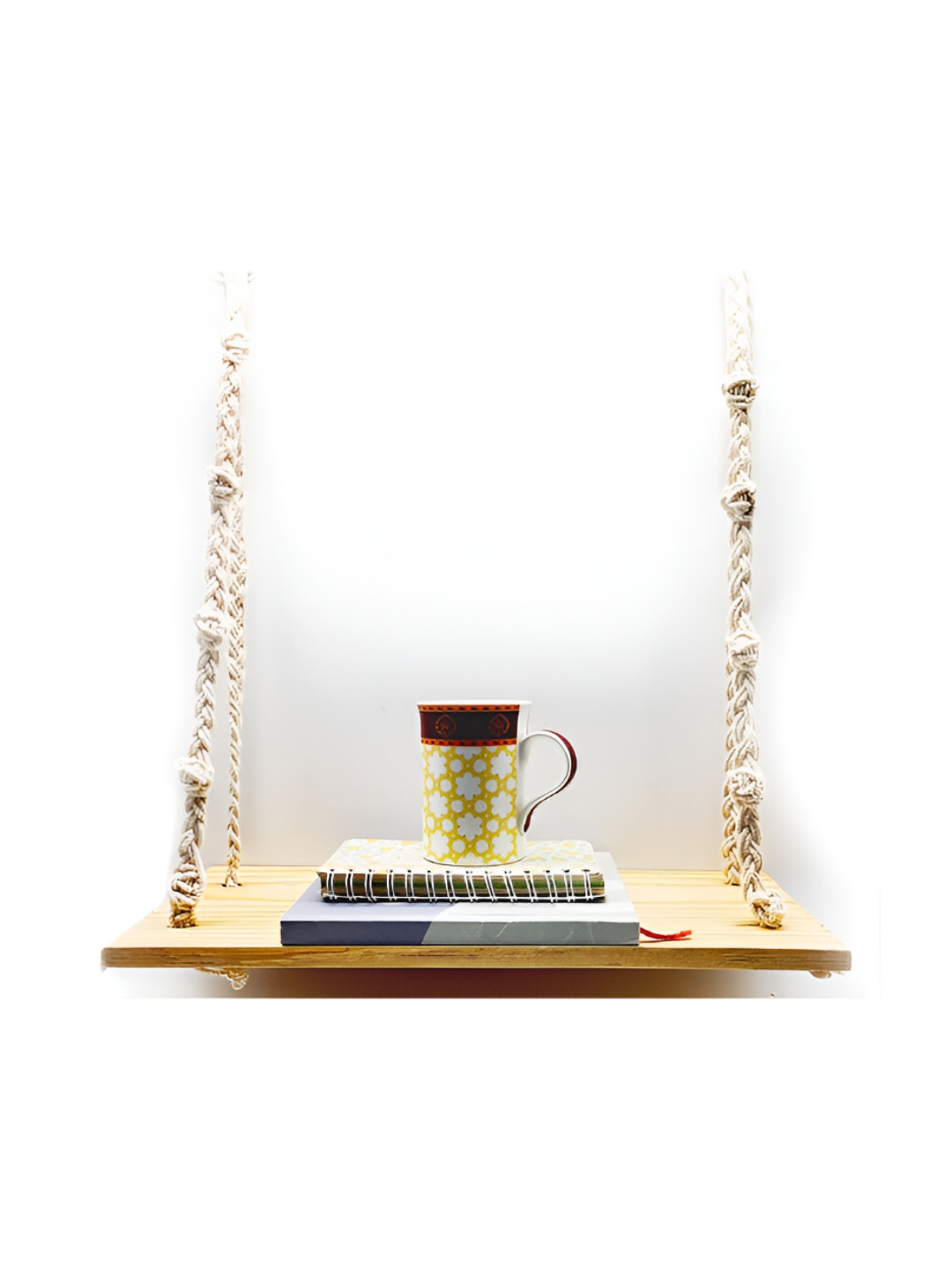 VAH Kya Bat Hai !! Cream-Coloured Wood & Rope Floating Wall Shelves