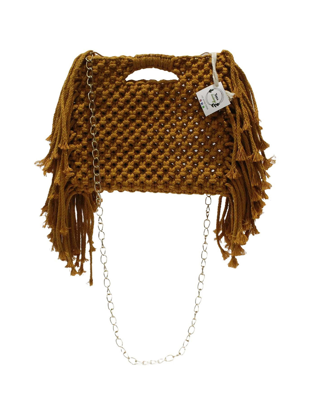 Terra Living Textured Fringed Pure Cotton Sling Bag