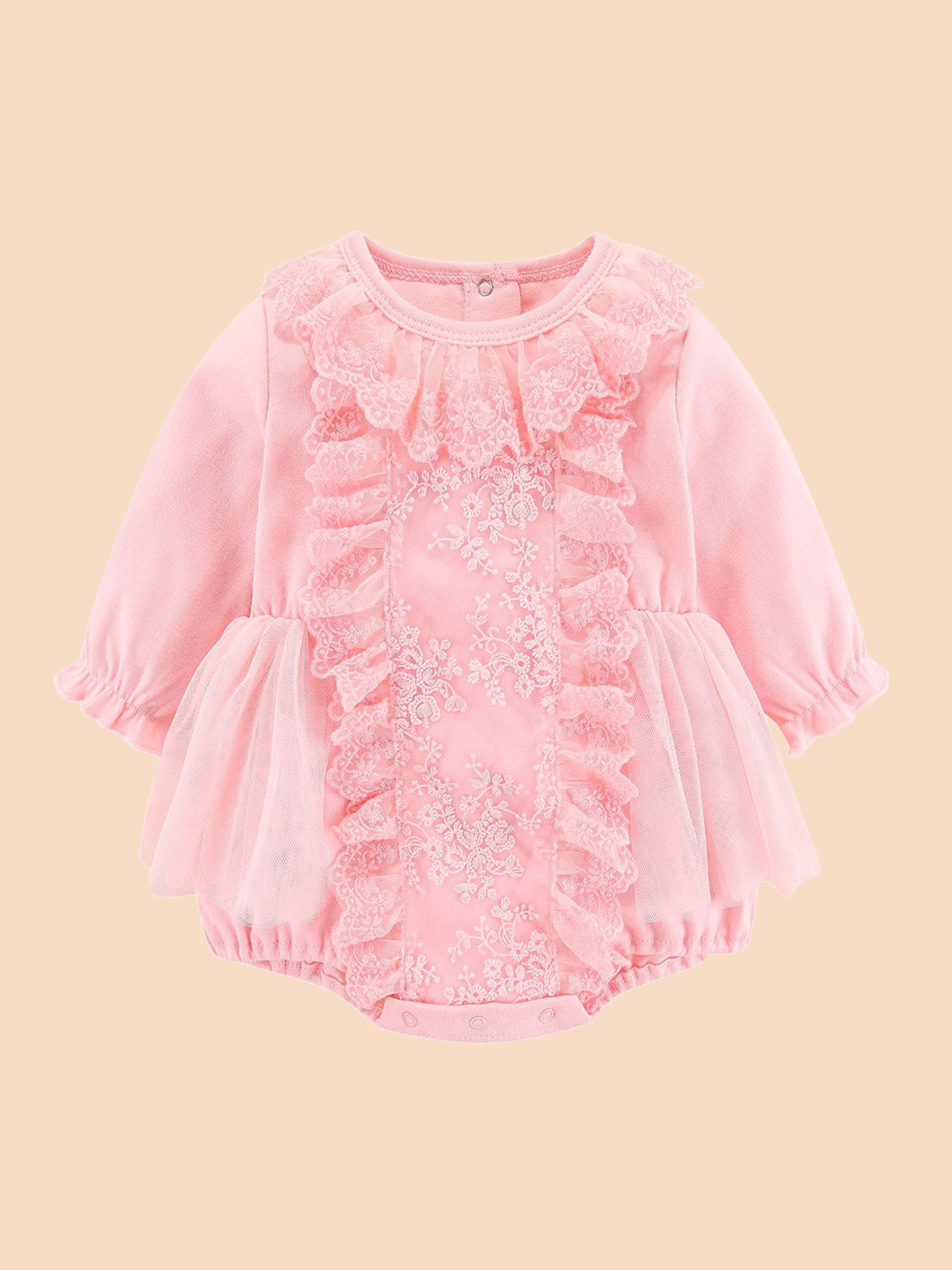 StyleCast Pink Infant Girls Ruffle Detail Cotton Rompers