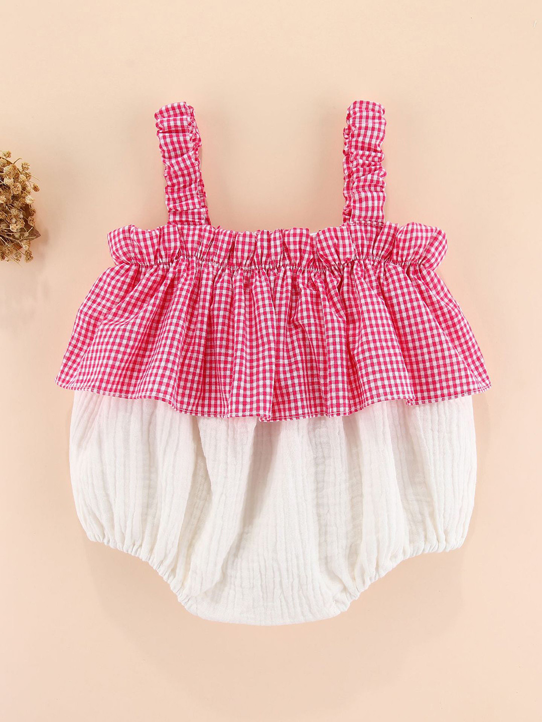 StyleCast Girls Shoulder Straps Checked Rompers