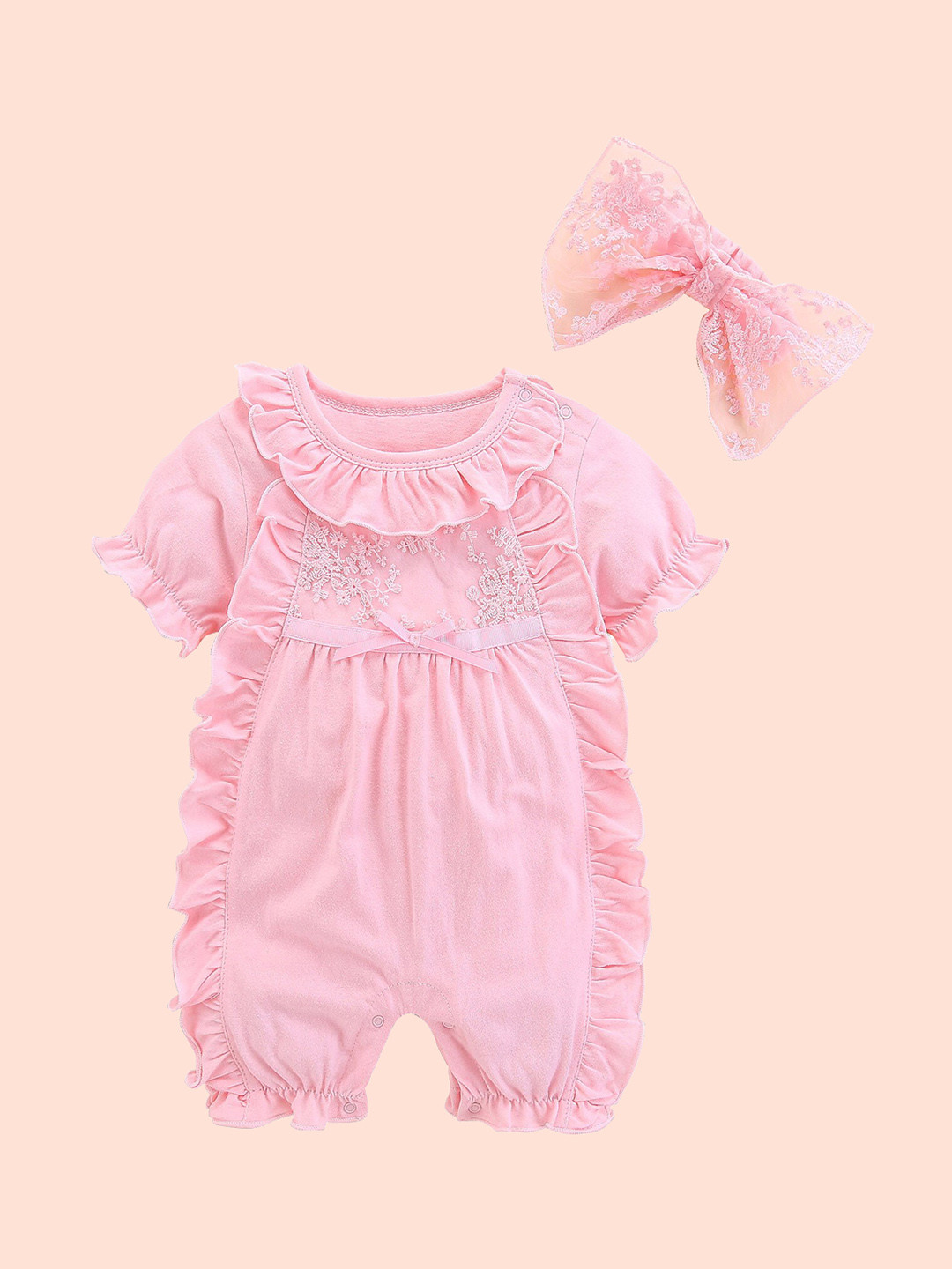 StyleCast Girl Puff Sleeves Ruffle Detail Rompers