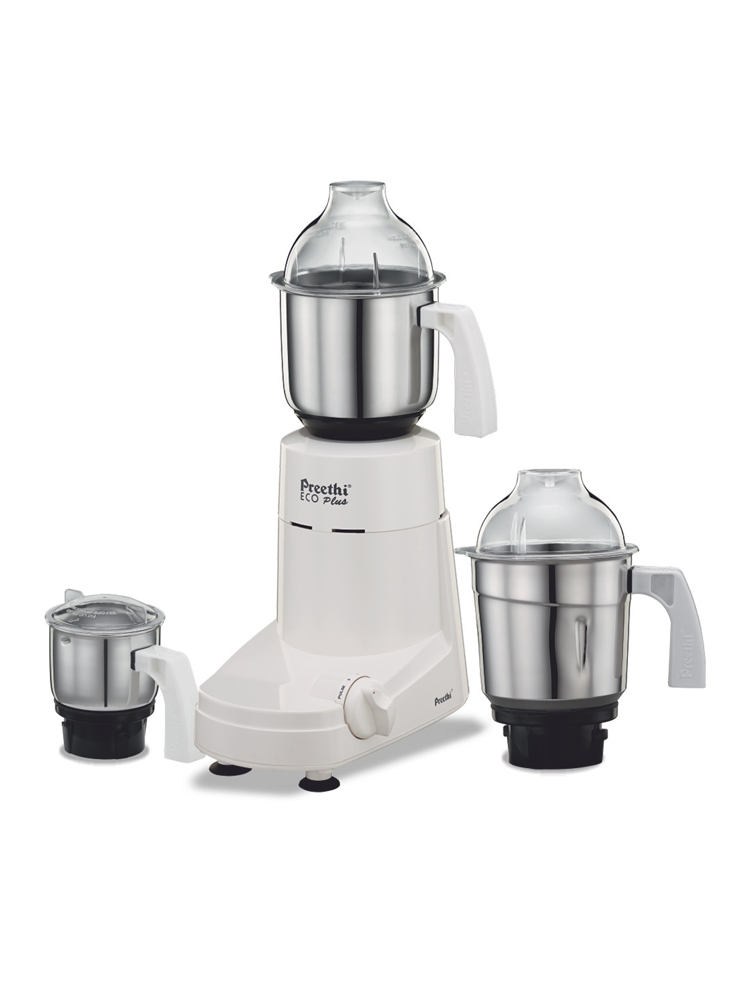 Preethi Eco Plus White Stainless Steel Strong & Durable Abs Body 3 Jars Wet and Dry Grinder-550W