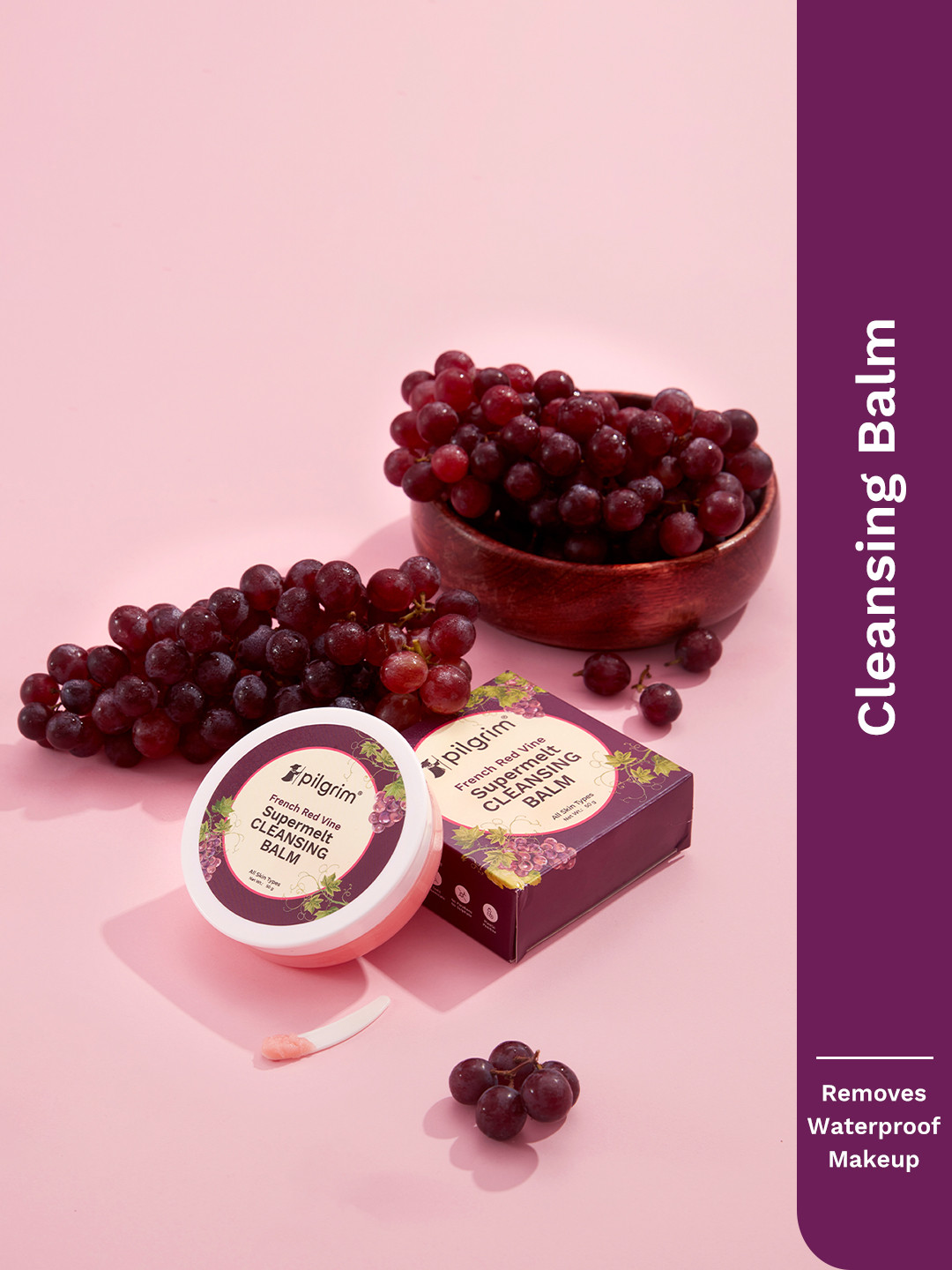 Pilgrim French Red Vine Supermelt Makeup Remover Cleansing Balm to Clean Waterproof Makeup