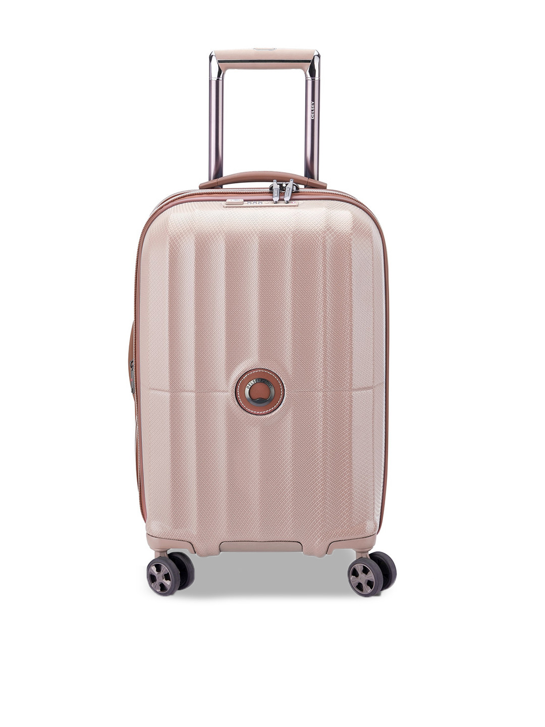 DELSEY PARIS CARROUSEL Small Cabin Expandable Suitcase - Hard-Sided Light Pink Polycarbonate Trolley with TSA Lock