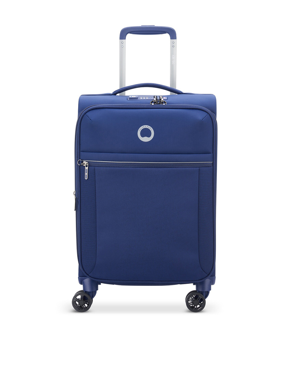 DELSEY PARIS BROCHANT 2.0 Medium Check-in Expandable Suitcase - Soft-Sided Blue Polyester Trolley with TSA Lock