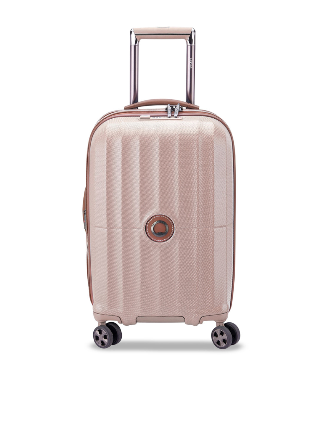 DELSEY PARIS CARROUSEL Medium Check-in Expandable Suitcase - Hard-Sided Light Pink Polycarbonate Trolley with TSA Lock