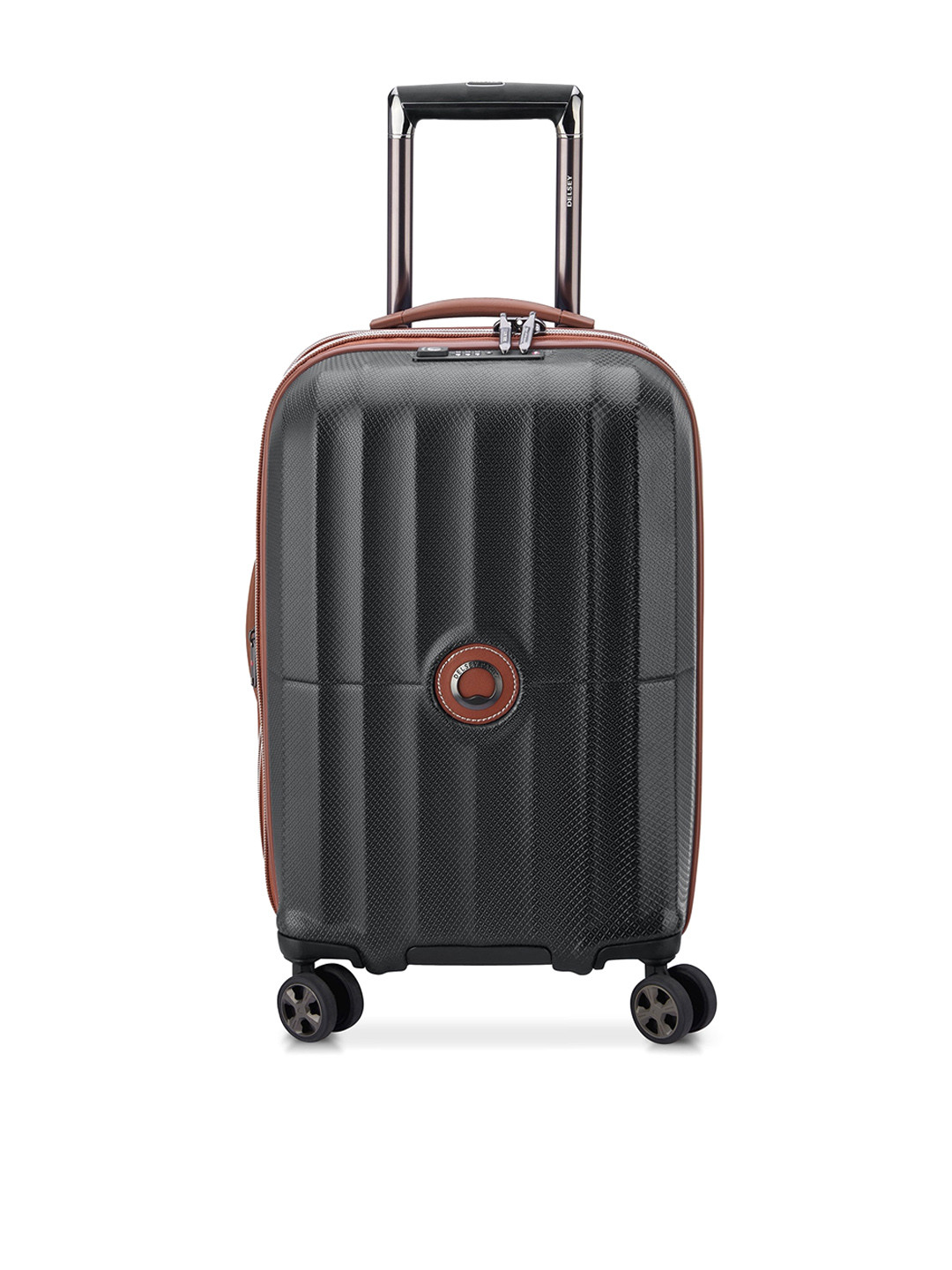 DELSEY PARIS CARROUSEL Large Check-in Expandable Suitcase - Hard-Sided Black Polycarbonate Trolley with TSA Lock