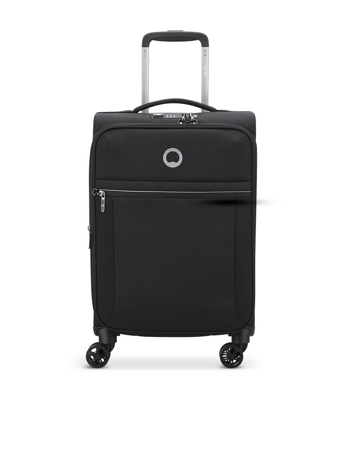DELSEY PARIS BROCHANT 2.0 Medium Check-in Expandable Suitcase - Soft-Sided Black Polyester Trolley with TSA Lock