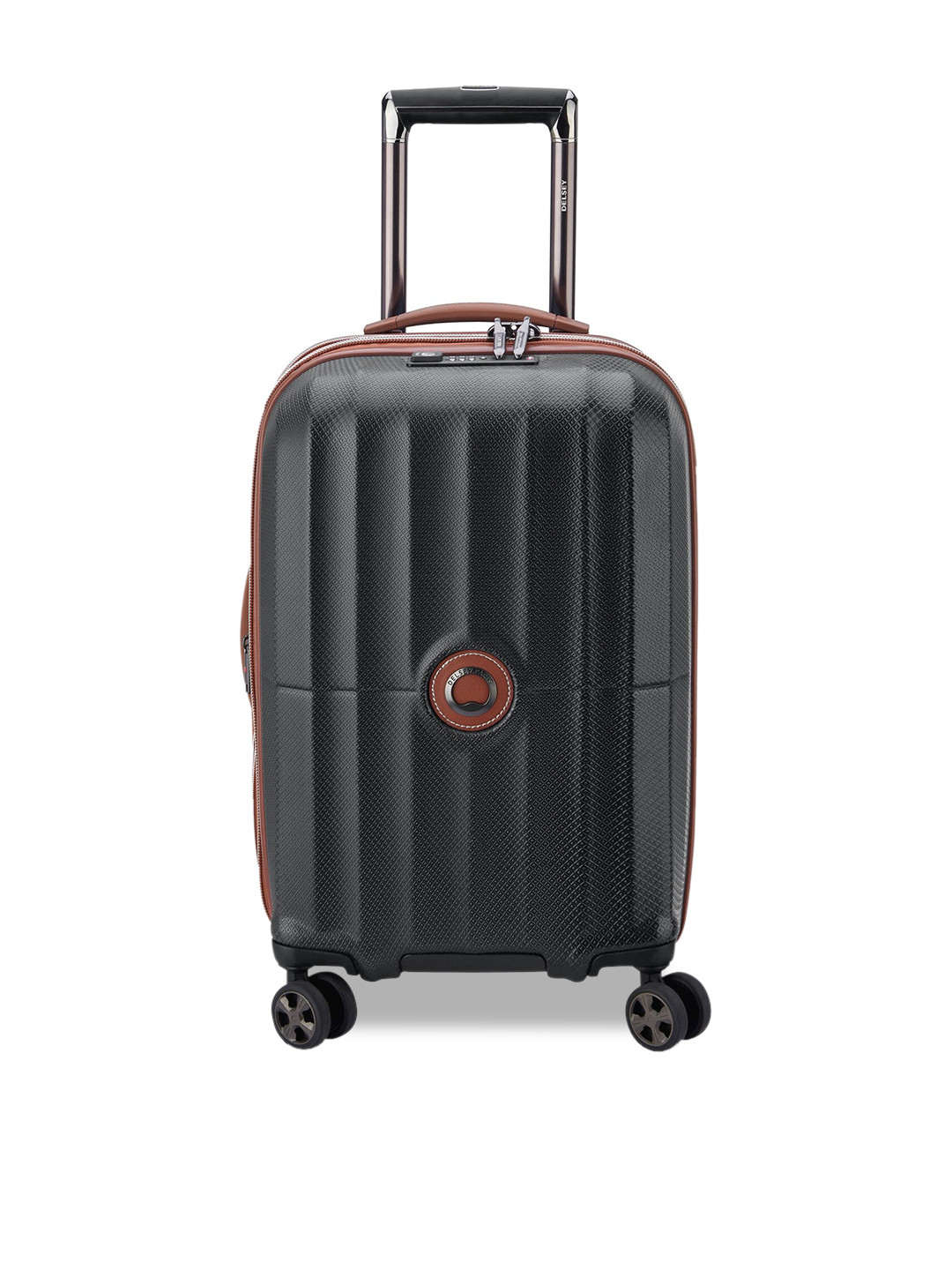 DELSEY PARIS CARROUSEL Small Cabin Expandable Suitcase - Hard-Sided Black Polycarbonate Trolley with TSA Lock