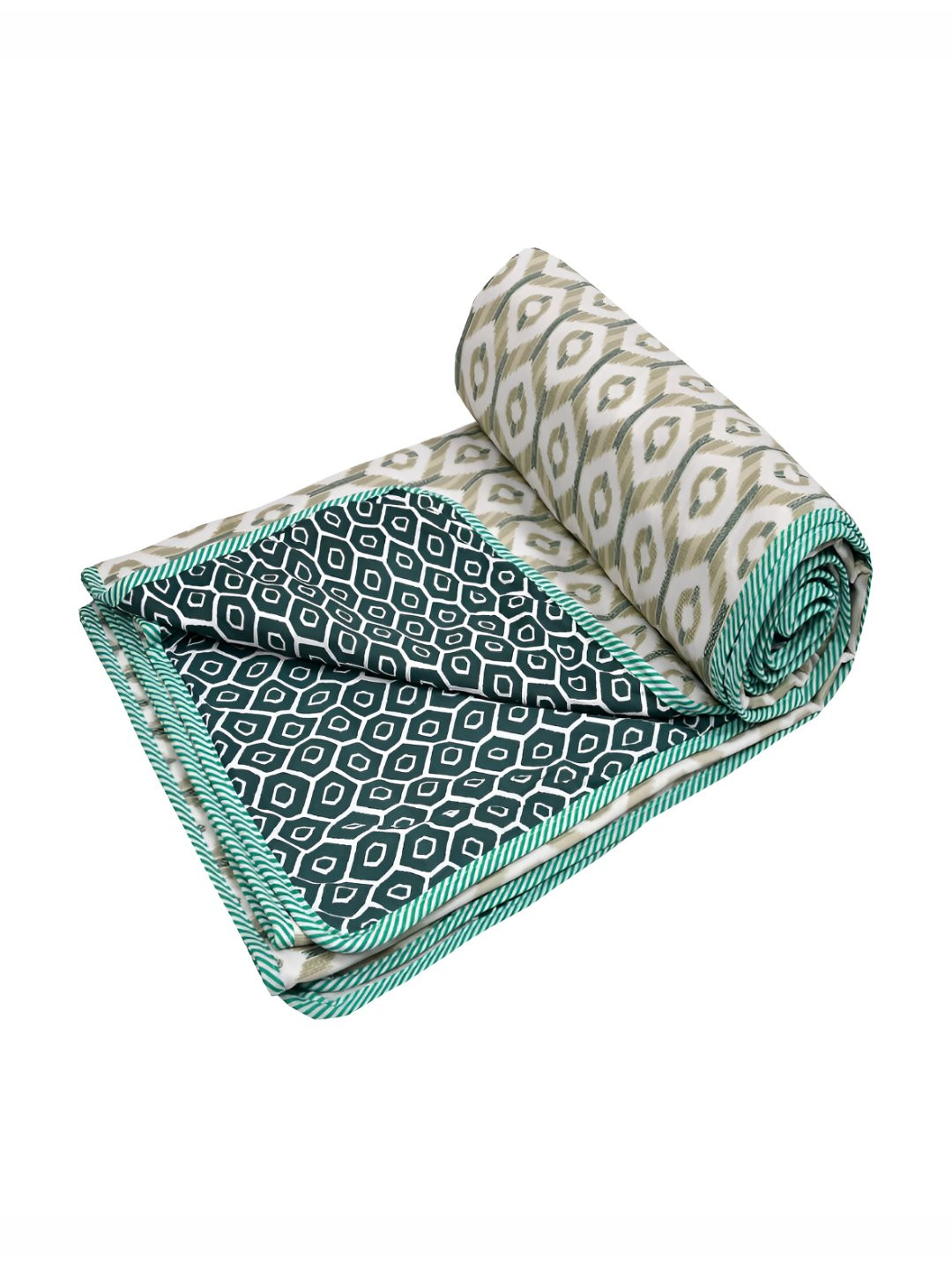 tundwal's Black and Green Cotton Reversible Dohar/AC Blanket for Double Bed