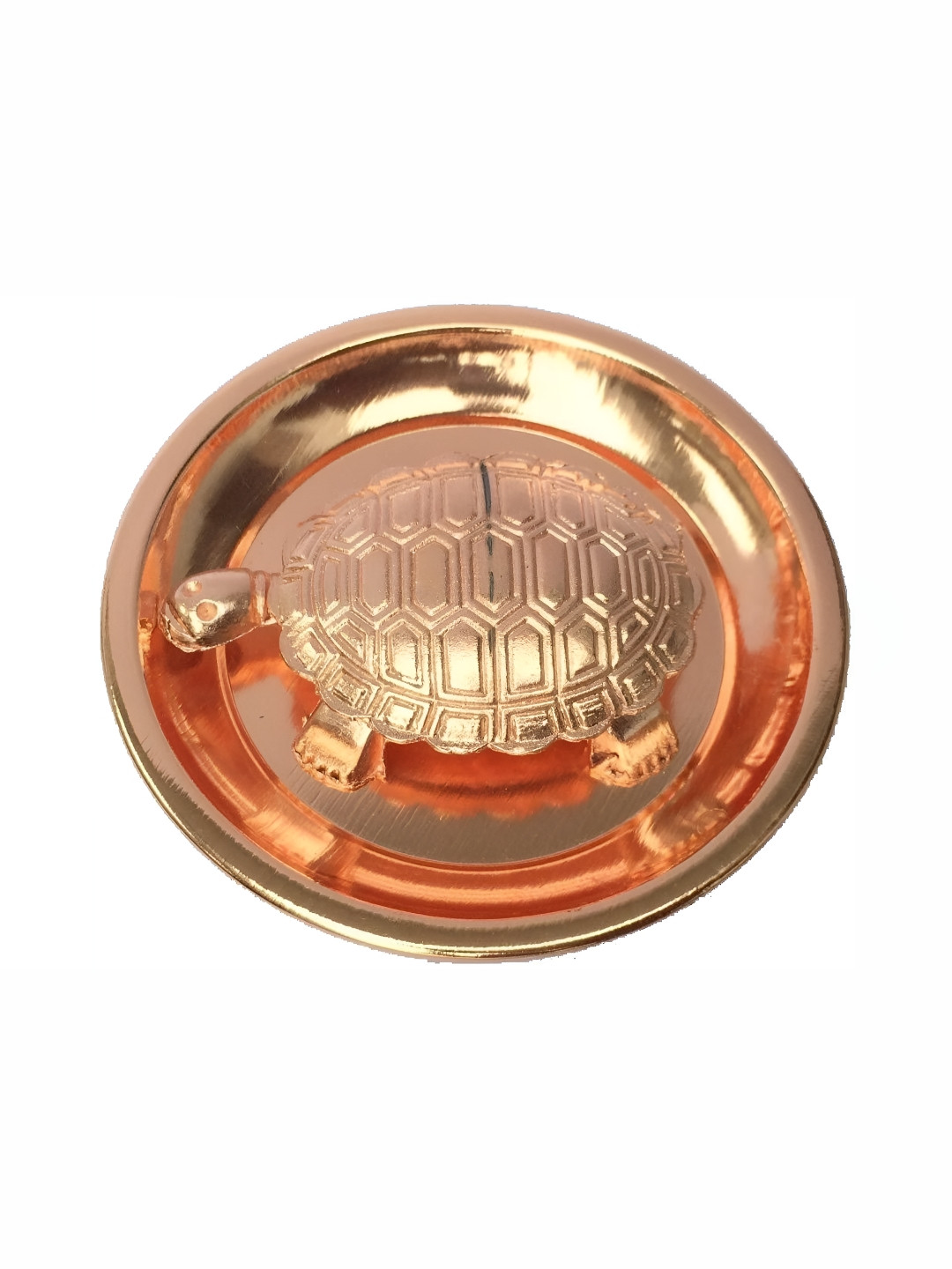 Navyaksh Kachua Plate Copper Living Room Set of 2 Small Showpieces - 0.8 Inches