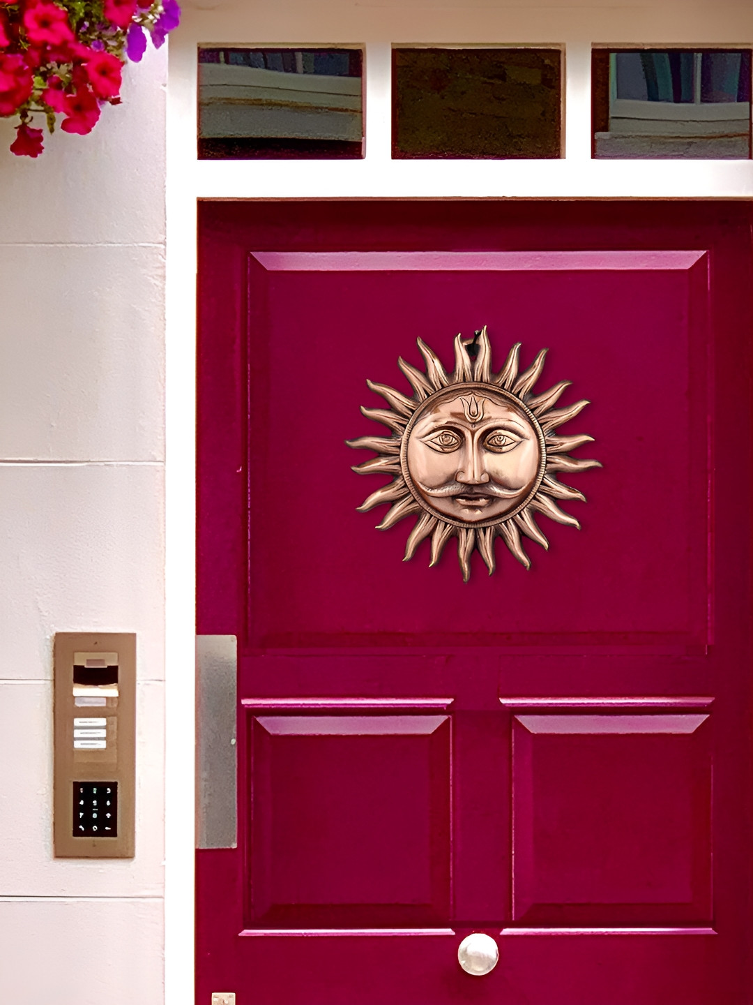 Navyaksh Suraj Copper Brass Metallic Living Room Small Showpiece - 10.6 Inches