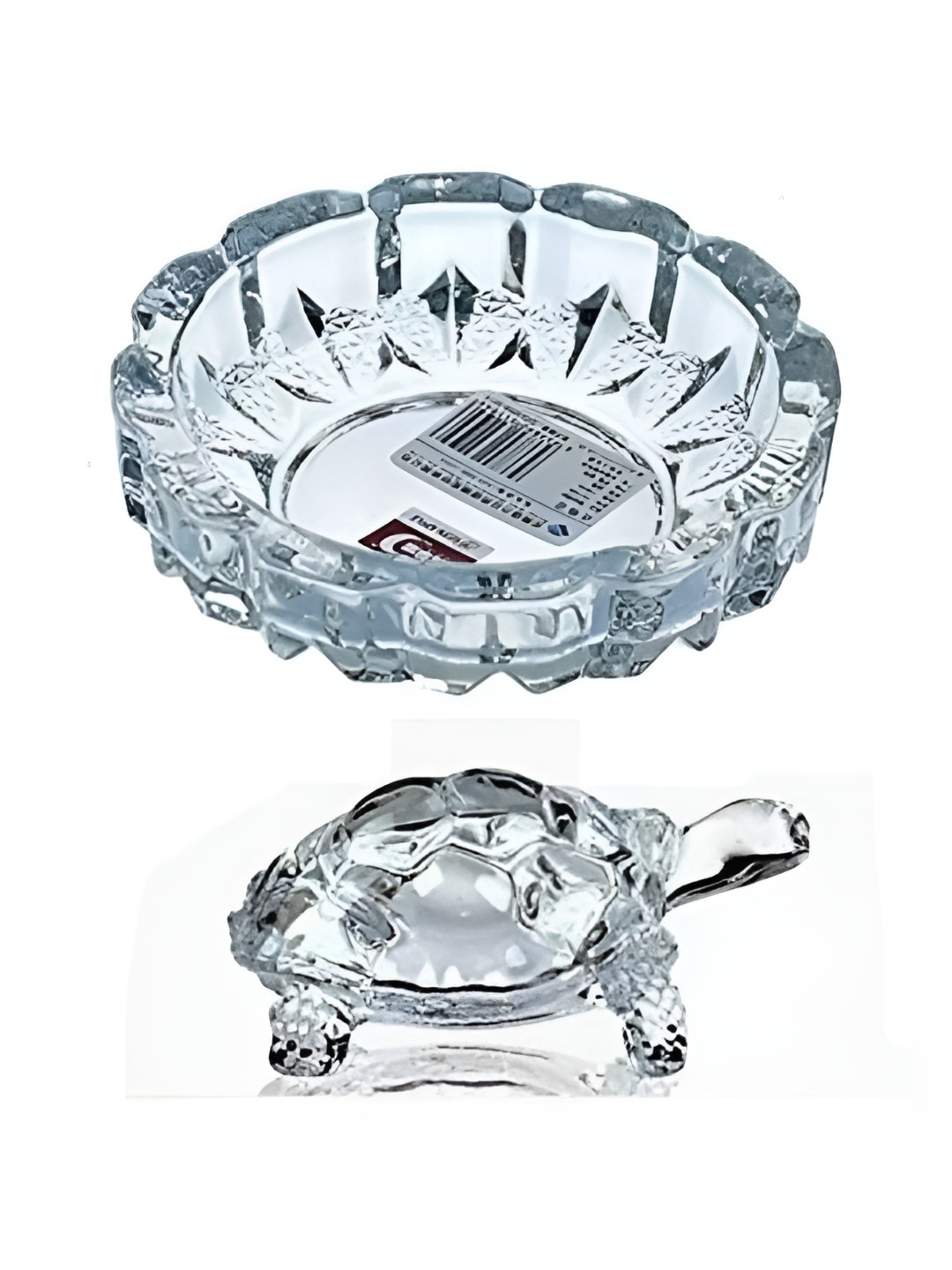 Navyaksh Turtle Plate White Crystal Natural Prayer Room Set of 2 Small Showpieces - 2 Inches