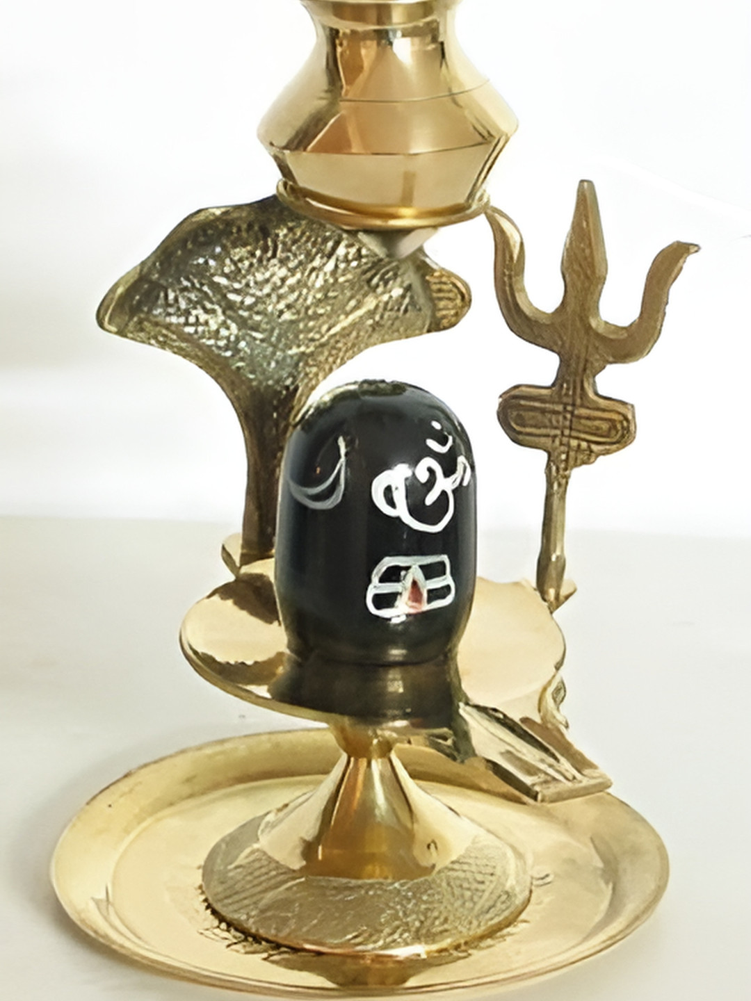 Navyaksh Shjivling Black Brass Metallic Prayer Room Set of 4 Tiny Showpieces - 3.9 Inches