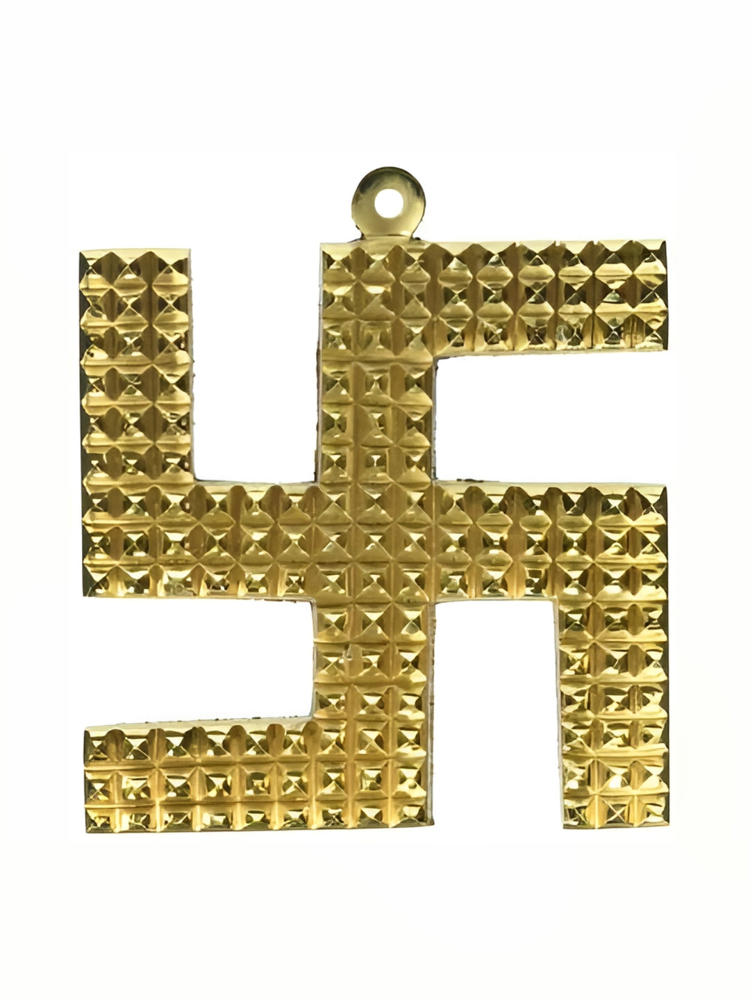 Navyaksh Swastik Gold Brass Metallic Prayer Room Small Showpiece - 0.8 Inches