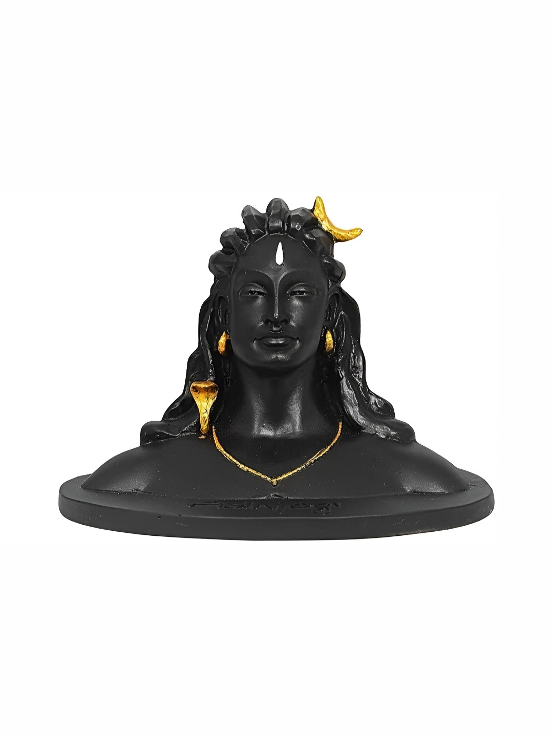 Navyaksh Yogi Black Polyresin Glossy Living Room Small Showpiece - 7.9 Inches