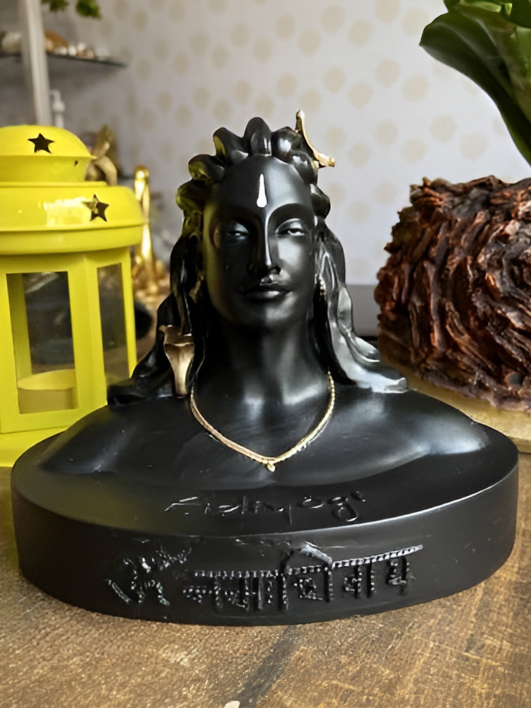 Navyaksh Yogi Black Marble Natural Study Room Small Showpiece - 1.6 Inches