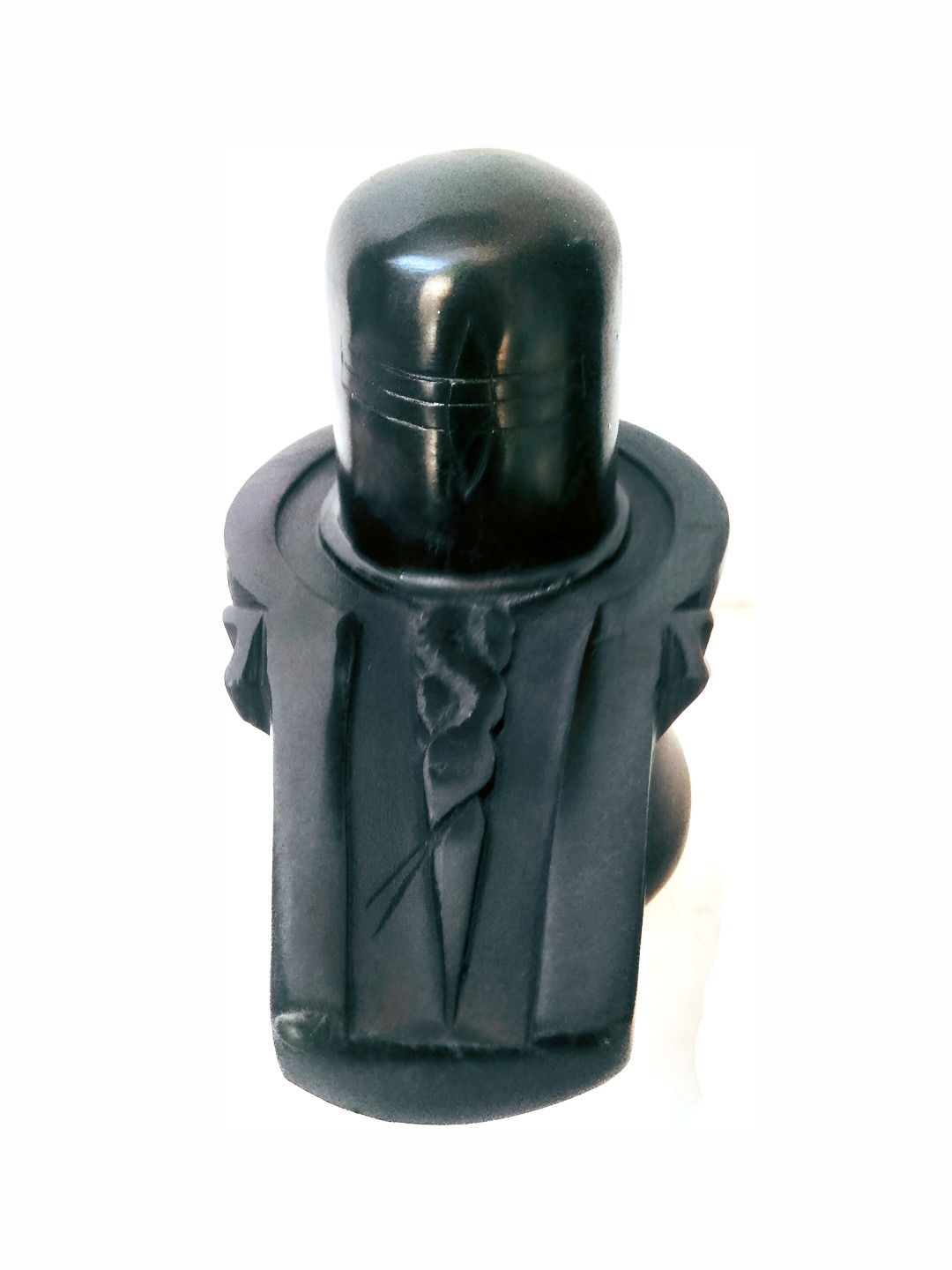 Navyaksh Shivling Black Stone Glossy Prayer Room Tiny Showpiece - 3.9 Inches