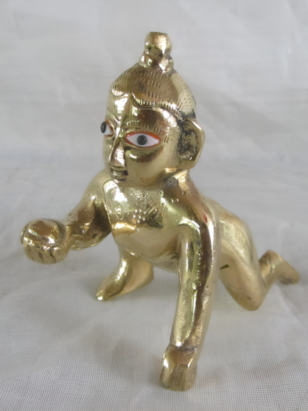 Navyaksh Laddugopal Gold Metal Metallic Prayer Room Tiny Showpiece - 2 Inches