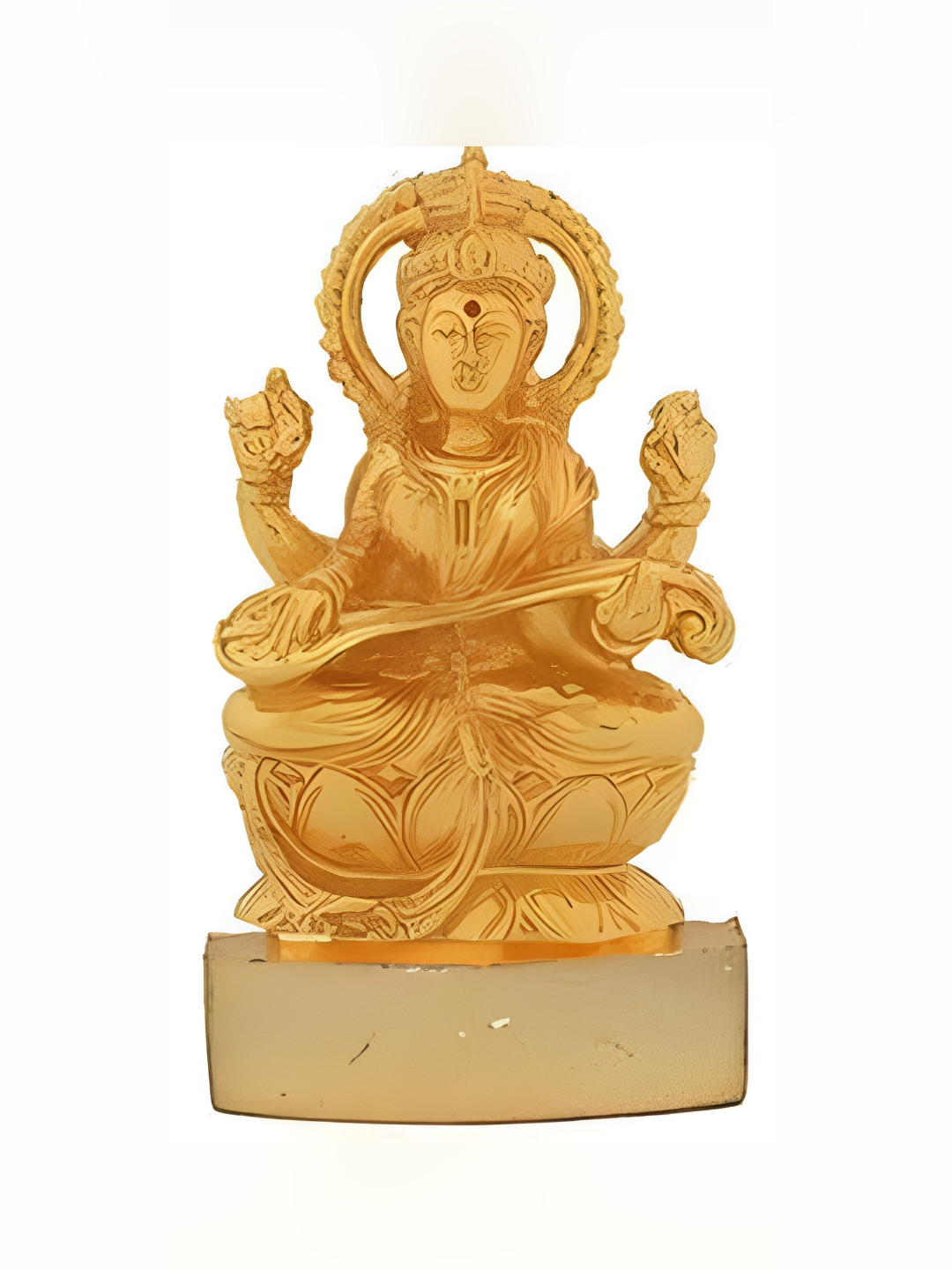 Navyaksh Saraswati Gold Metal Metallic Prayer Room Small Showpiece - 0.4 Inches