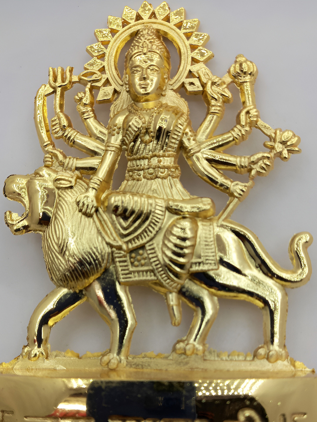 Navyaksh Durga Gold Brass Metallic Prayer Room Small Showpiece - 4.7 Inches