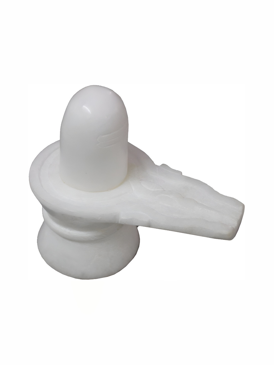 Navyaksh Shivling White Stone Glossy Prayer Room Small Showpiece - 4.7 Inches