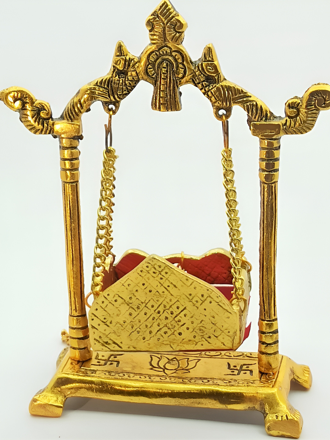 Navyaksh Jhula Gold Metal Glossy Prayer Room Small Showpiece - 7.9 Inches