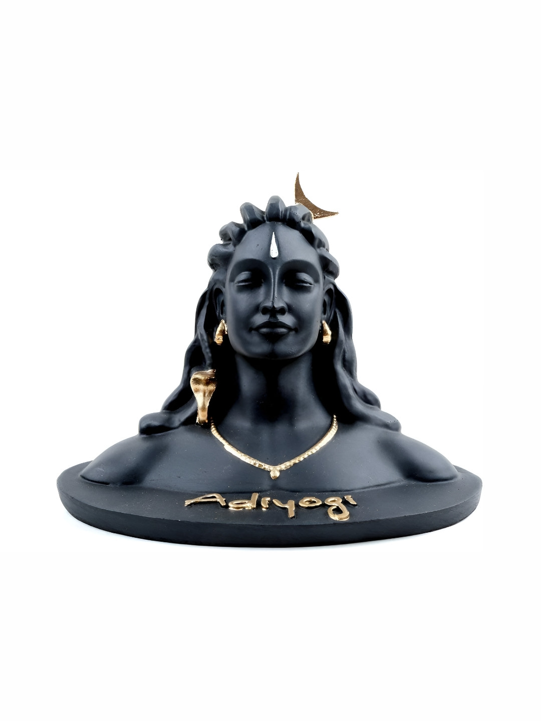 Navyaksh Yogi Black Plastic Matte Prayer Room Tiny Showpiece - 4.3 Inches