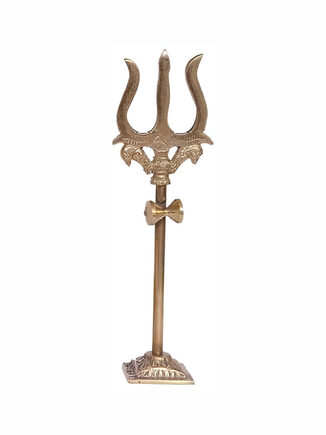 Navyaksh Trishul Gold Brass Metallic Prayer Room Small Showpiece - 1.6 Inches