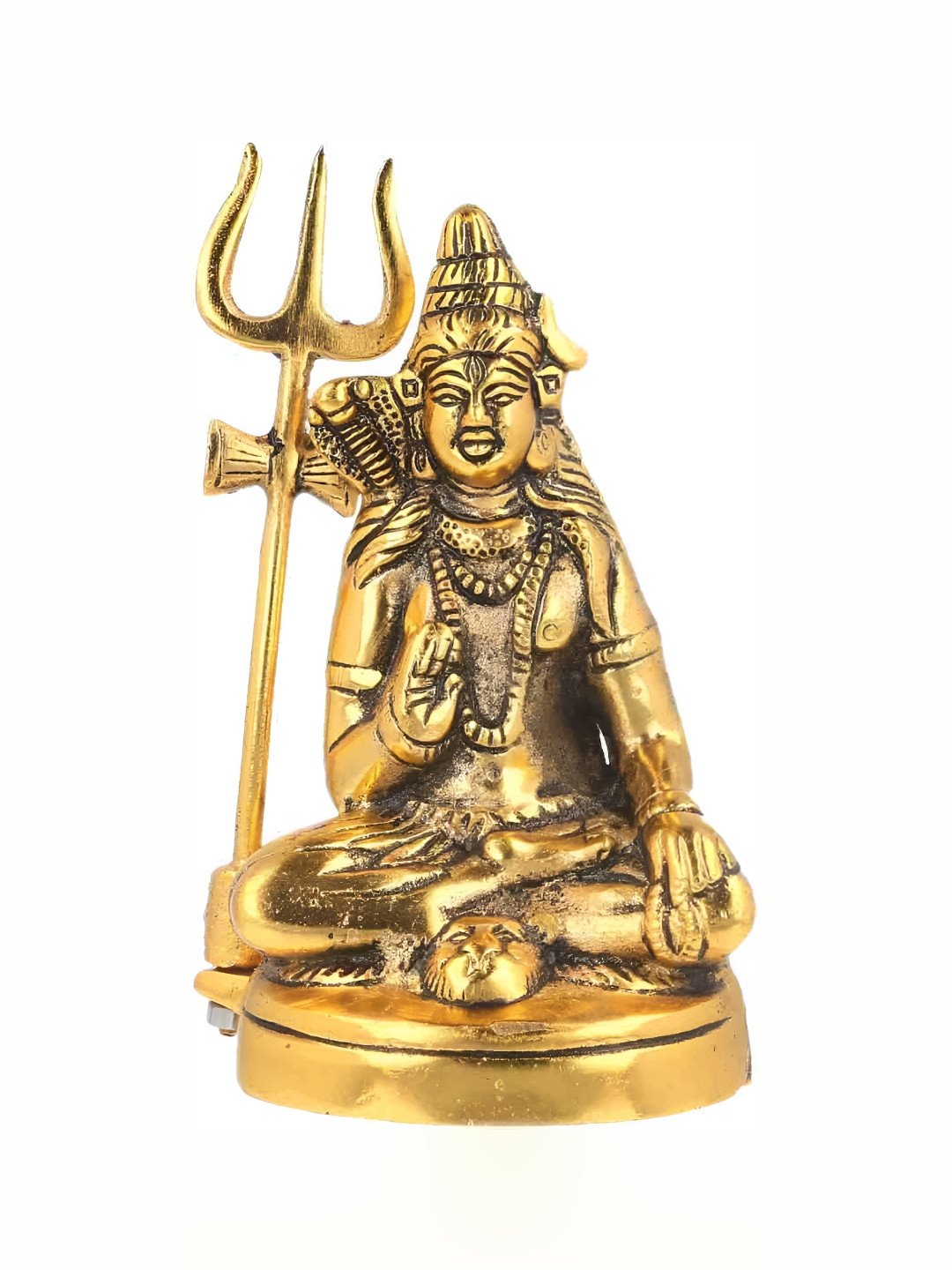 Navyaksh Shankar Gold Metal Metallic Prayer Room Small Showpiece - 3.9 Inches