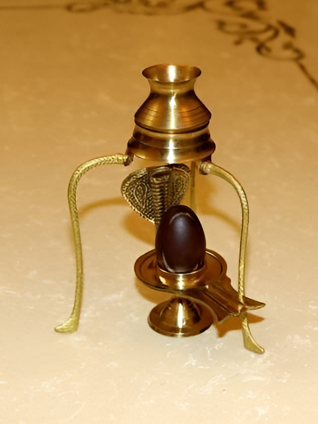 Navyaksh Bharijal Gold Brass Metallic Prayer Room Set of 4 Medium Showpieces - 5.1 Inches