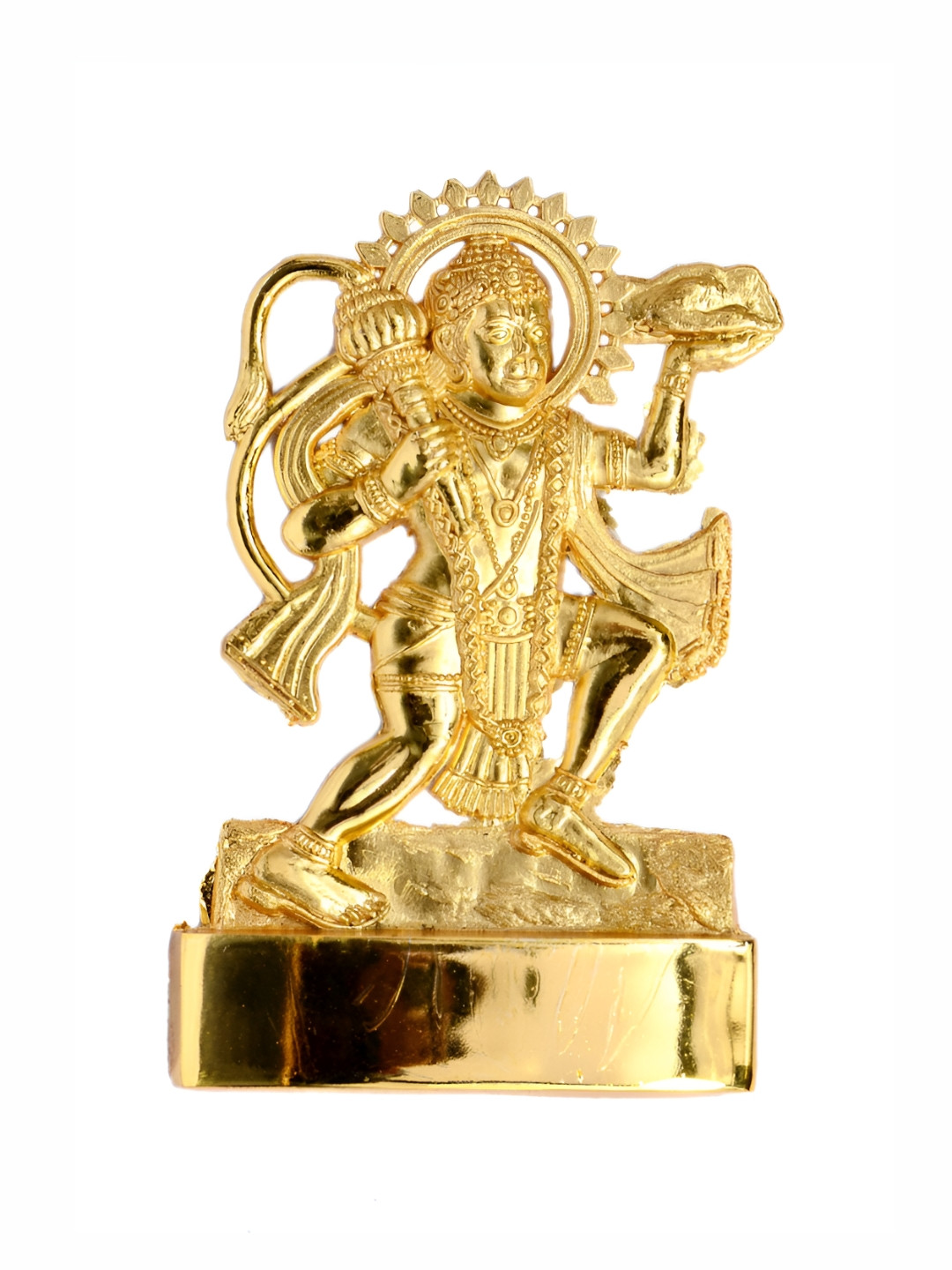 Navyaksh Hanuman Ji Gold Aluminium Metallic Prayer Room Small Showpiece - 1.6 Inches