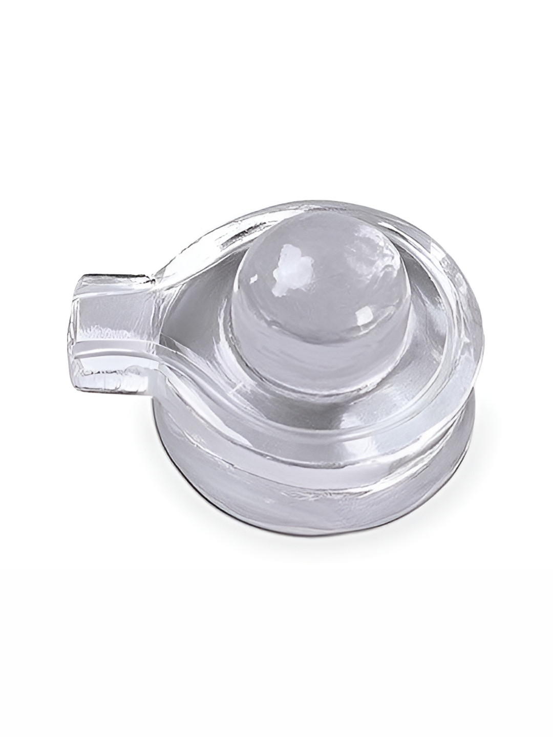 Navyaksh Shivling White Crystal Glossy Prayer Room Small Showpiece - 4.7 Inches