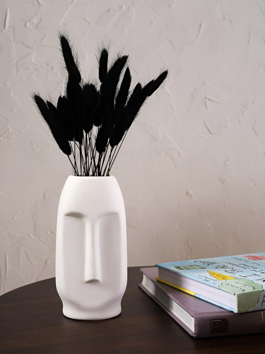 PUREZENTO Viso White Face Shaped Ceramic Flower Vase