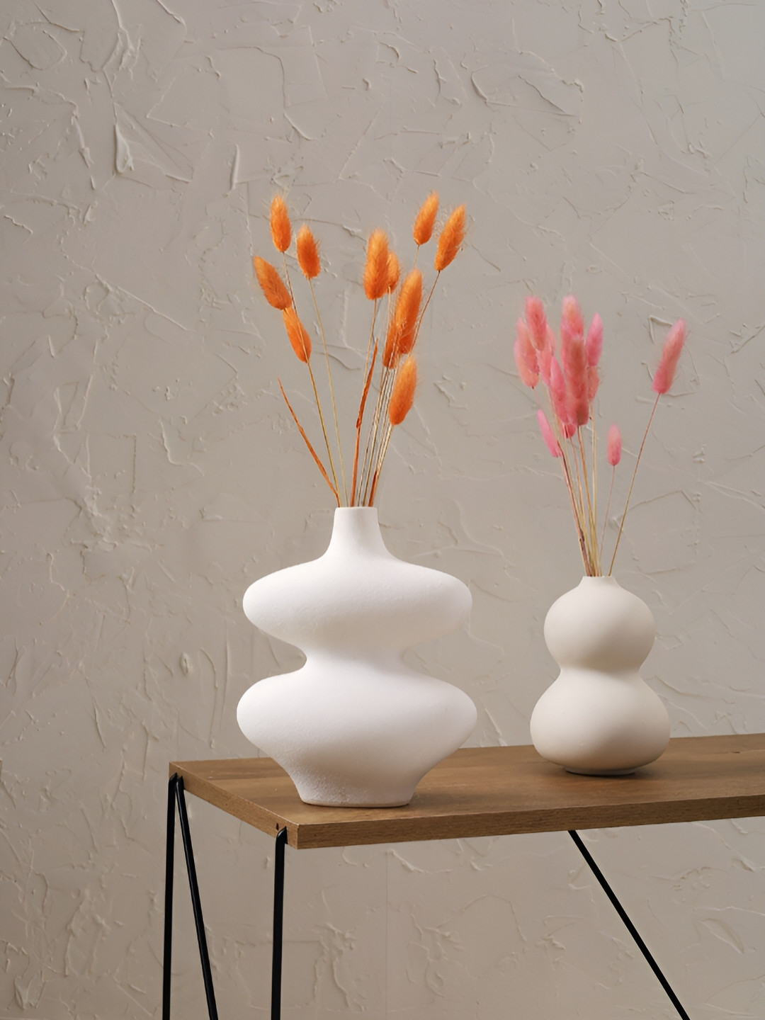 PUREZENTO Set of 2 White Solid Infinity Oreo Vases