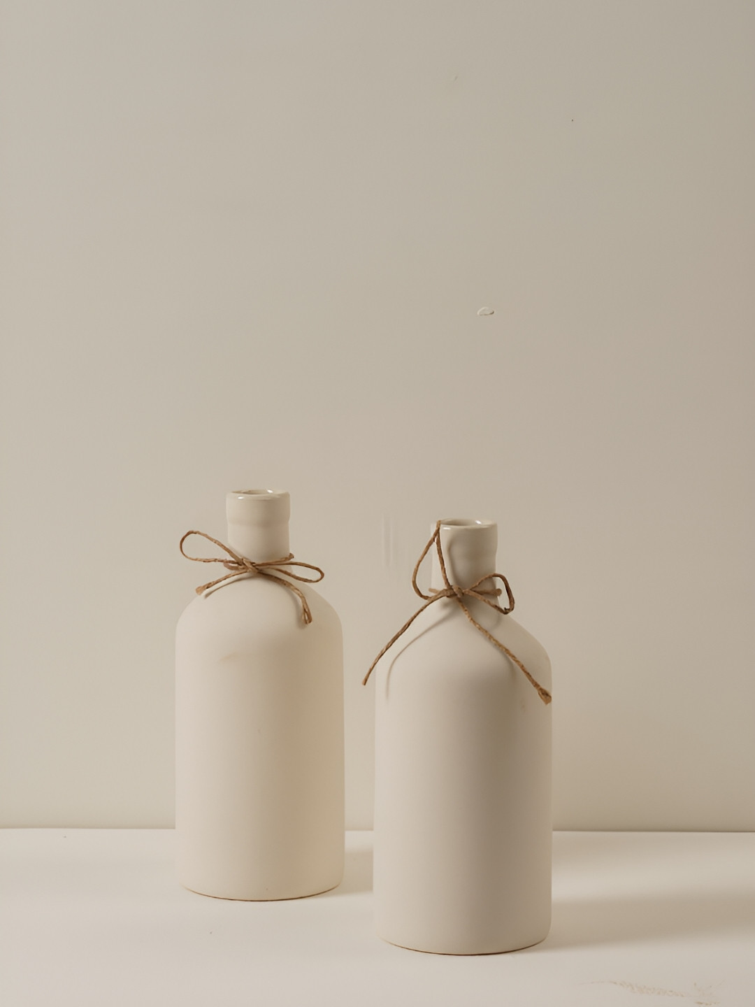 PUREZENTO White 2 Pieces Japanese Bottle Ceramic Flower Vases