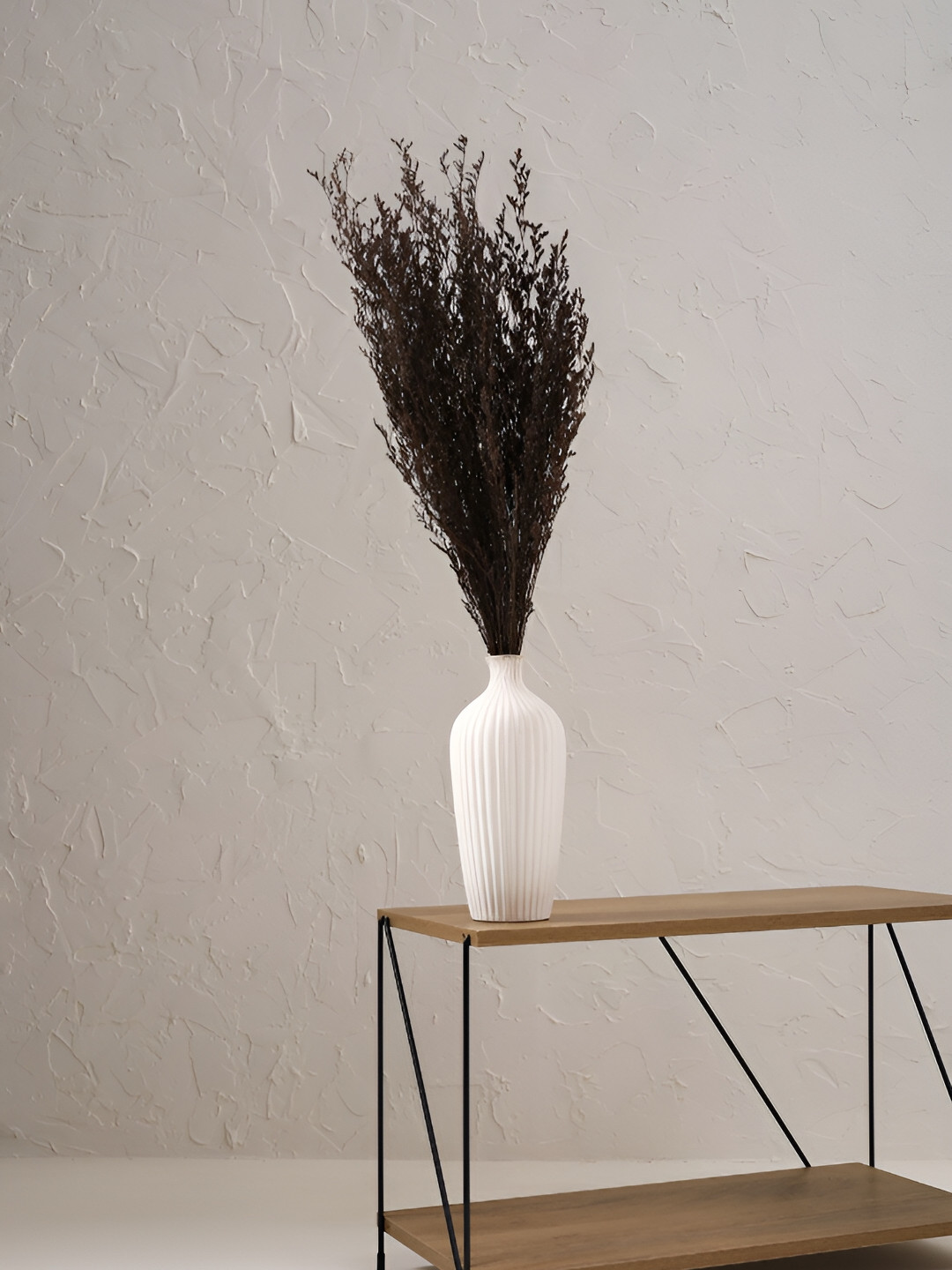 PUREZENTO Saroi White Textured Ceramic Flower Vase