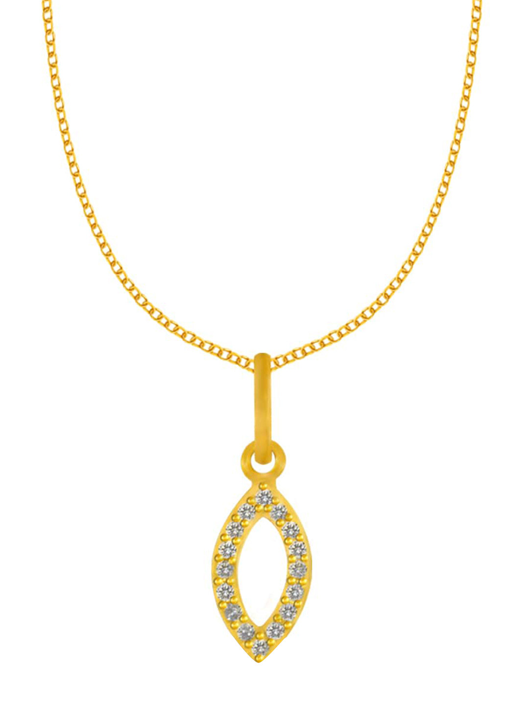 BHIMA 22K Hallmark 916 Purity Yellow Gold Oval Stone Pendant