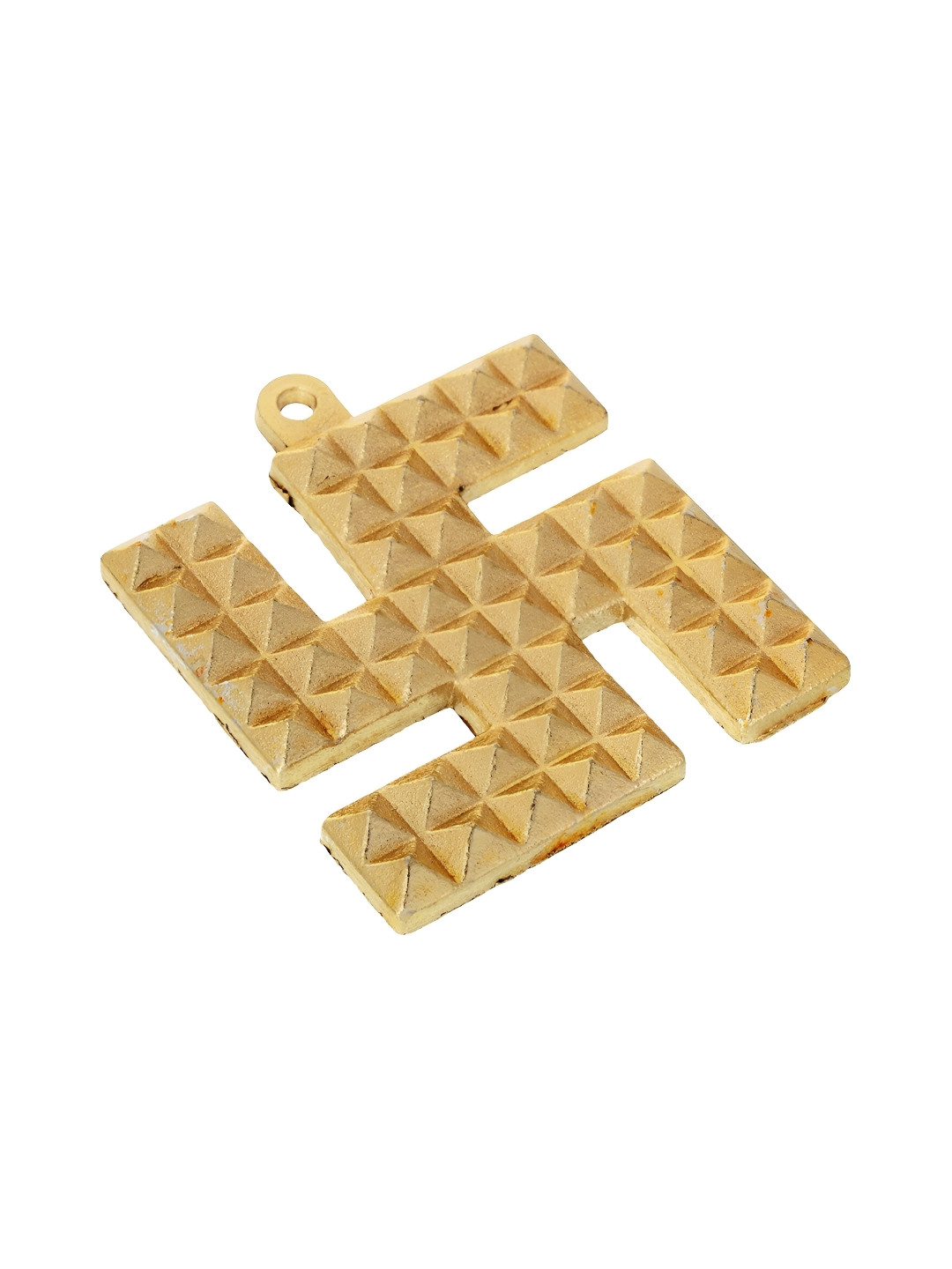 Navyaksh Swastik Gold Stone Glossy Prayer Room Small Showpiece - 2.4 Inches