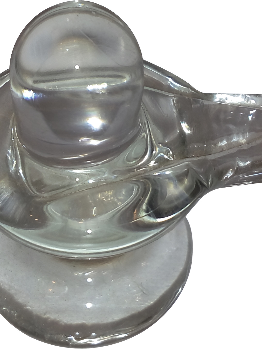 Navyaksh Shiv Ling Transparent Crystal Glossy Prayer Room Tiny Showpiece - 1.4 Inches