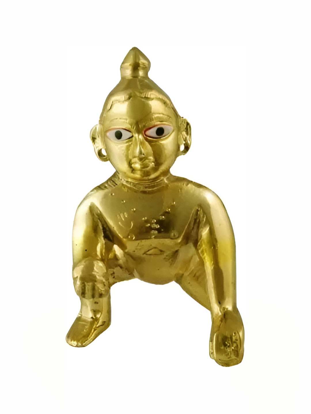 Navyaksh Laddu Gopal Gold Brass Metallic Prayer Room Tiny Showpiece - 2.2 Inches