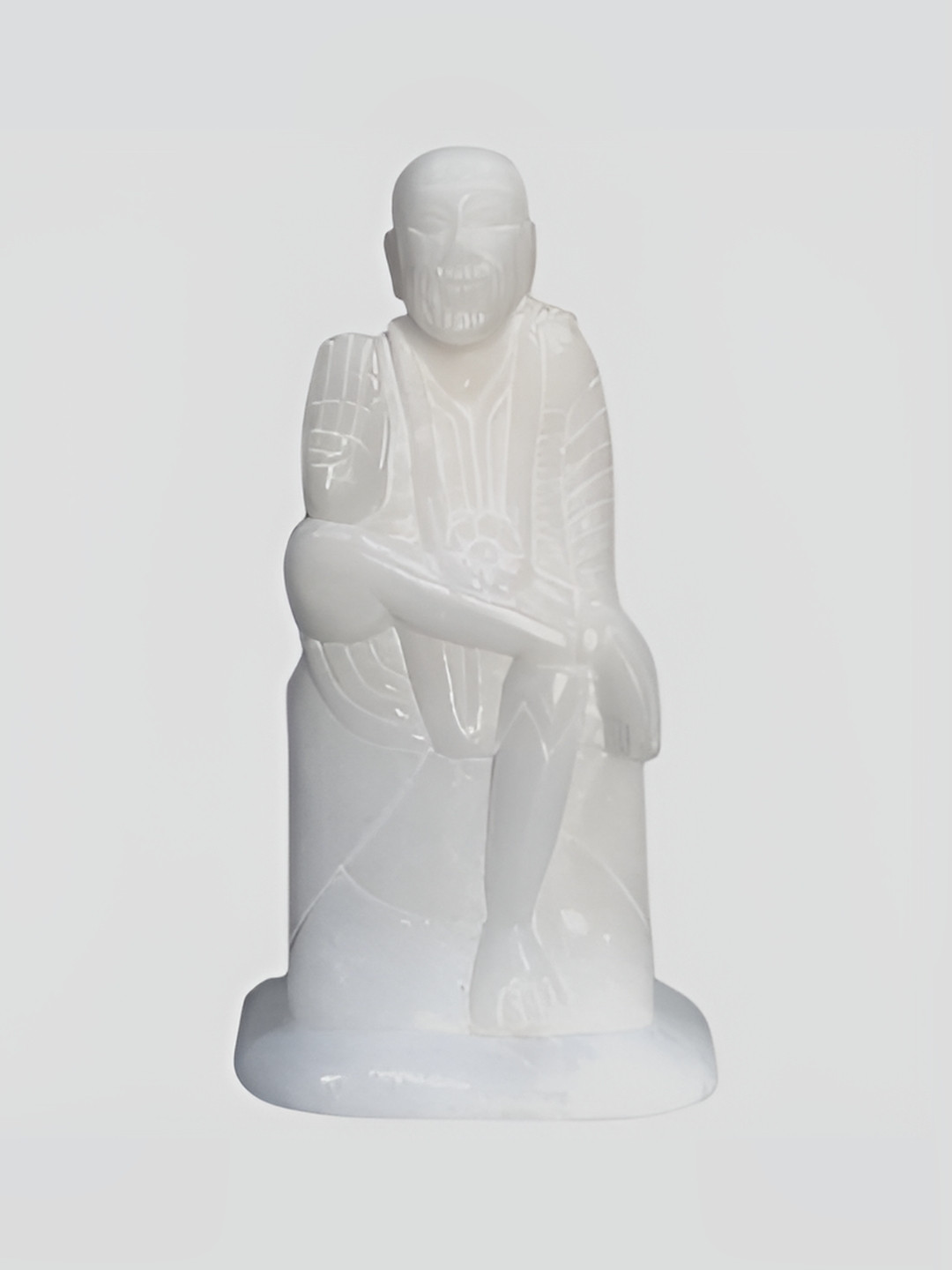 Navyaksh Sai Baba White Marble Glossy Prayer Room Small Showpiece - 4.2 Inches