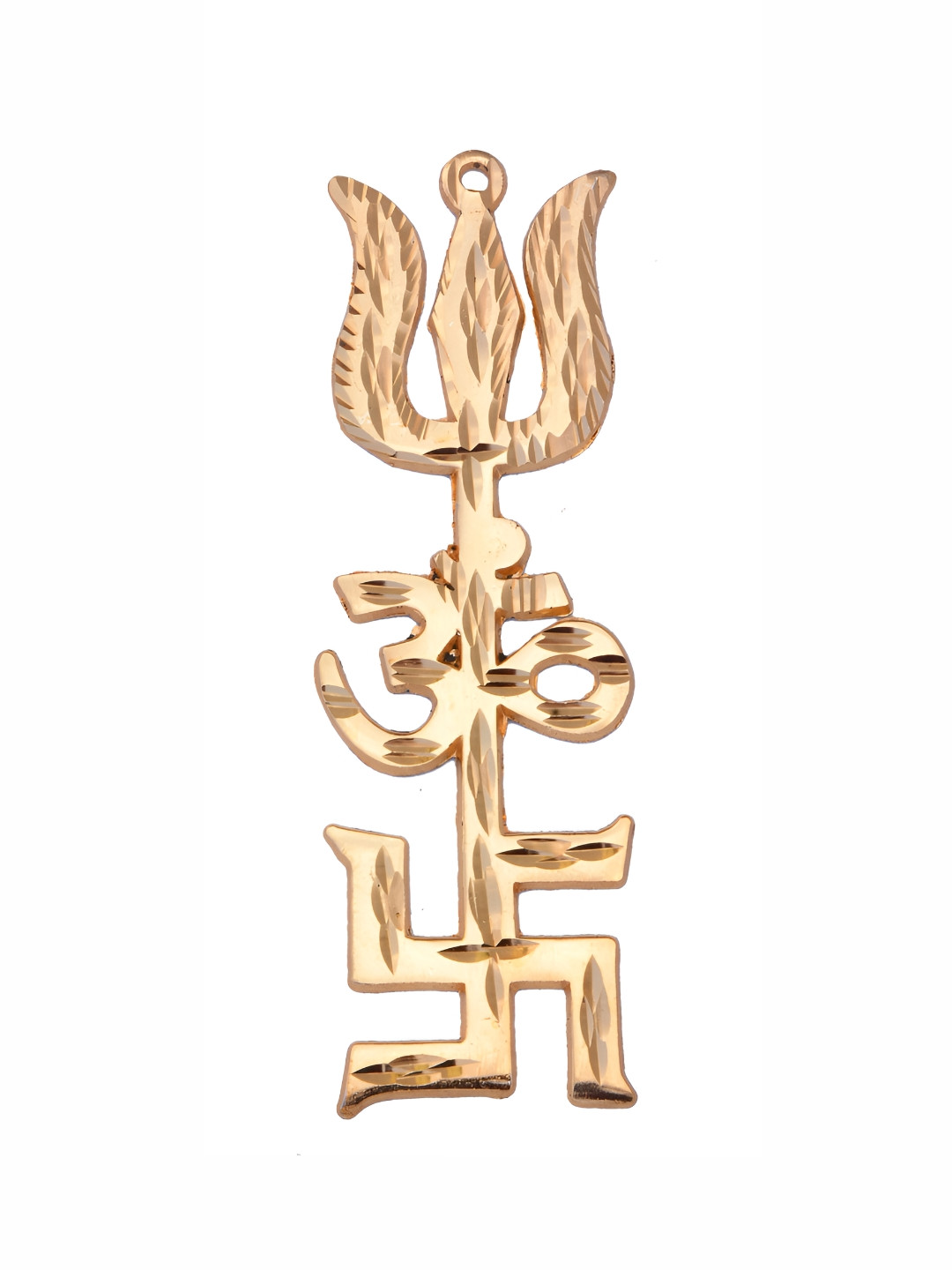 Navyaksh Trishul Trishakti Gold Metal Metallic Prayer Room Tiny Showpiece - 5.1 Inches