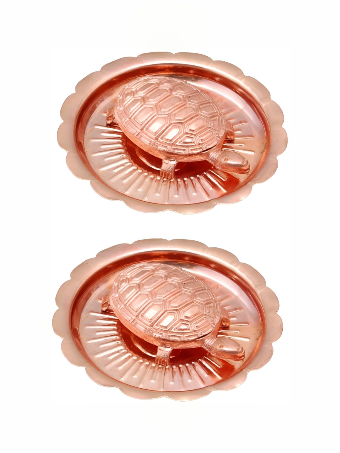 Navyaksh Kachua Plate Copper Prayer Room Set of 4 Tiny Showpieces - 0.8 Inches