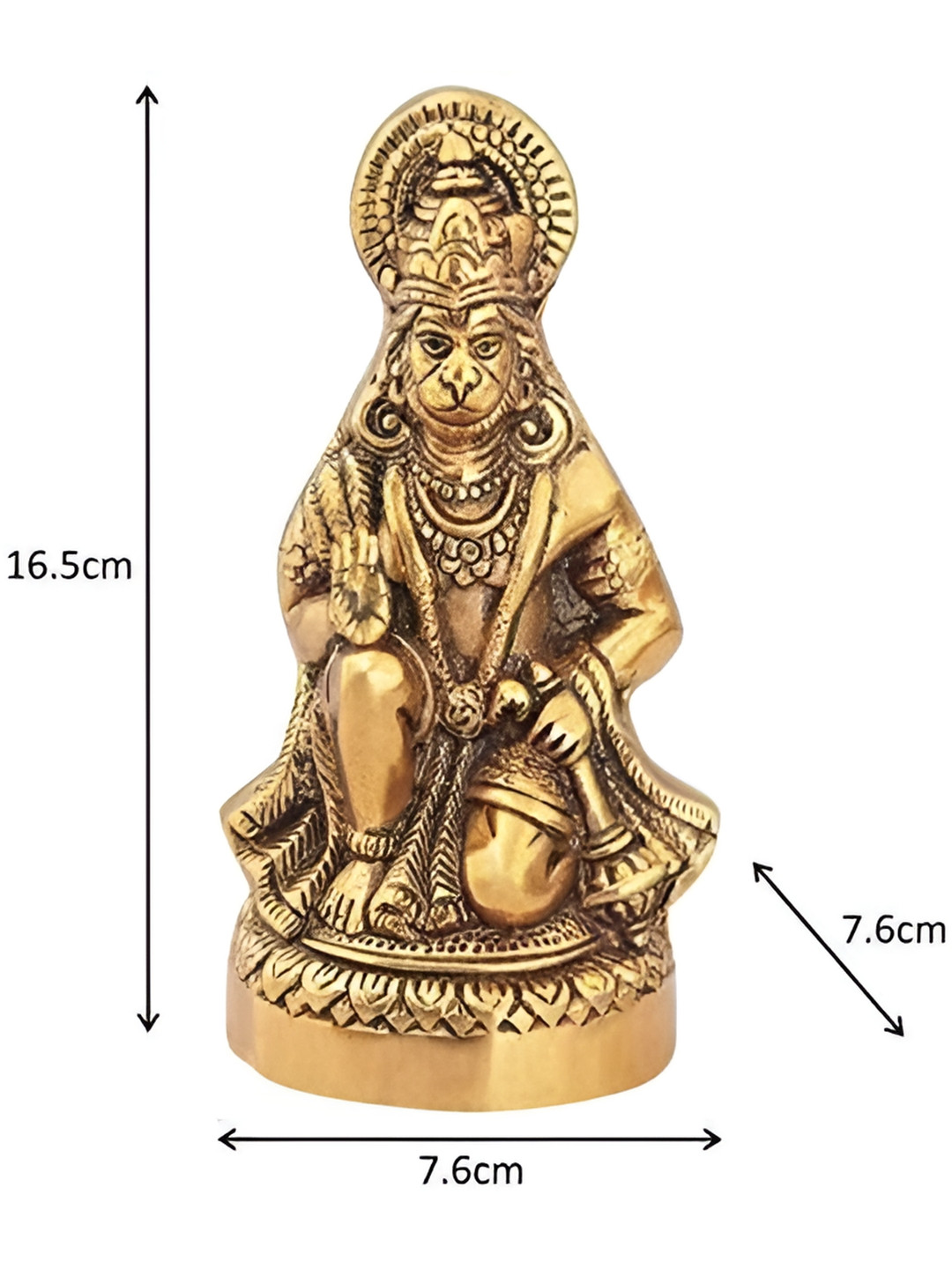Navyaksh Bottle Hanuman Gold Metal Metallic Prayer Room Medium Showpiece - 6.5 Inches